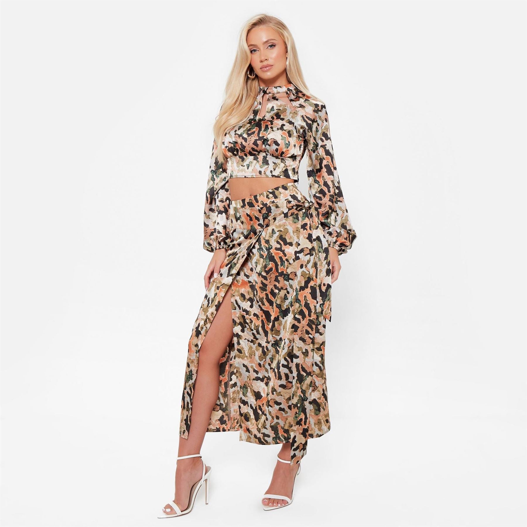 I Saw It First Printed Oversized Satin Shirt Co Ord