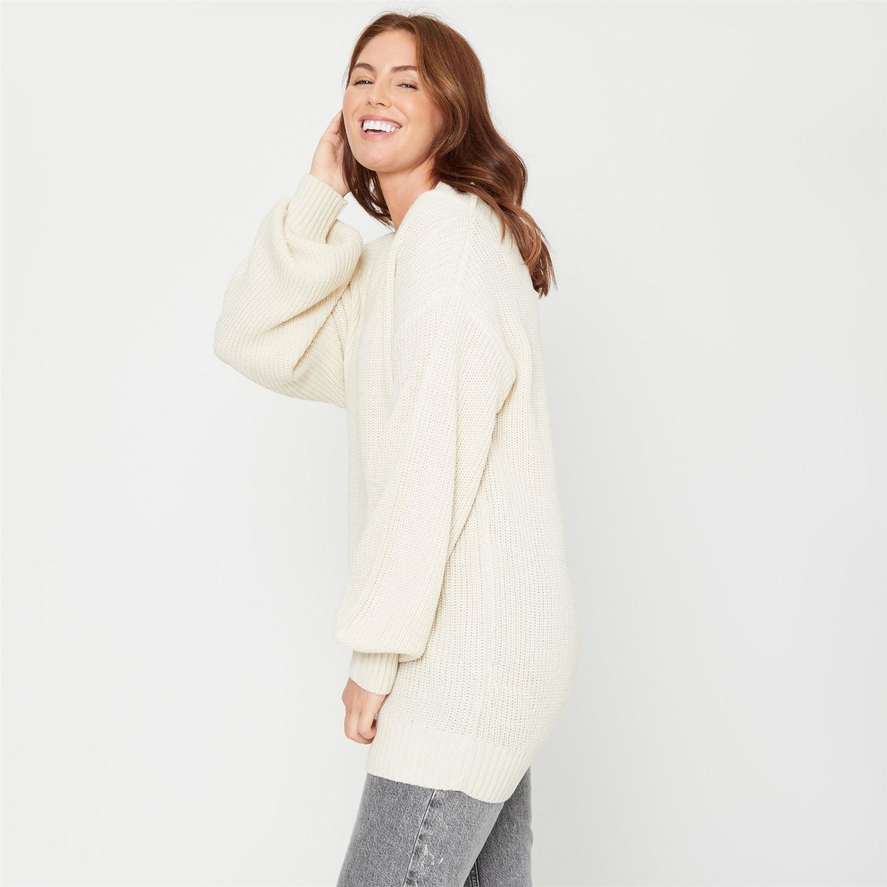 Be You V-Neck Baggy Fit Long Sleeve Sweater