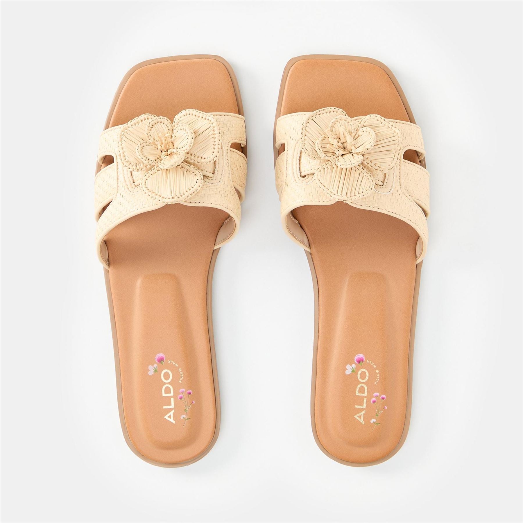 Aldo Floral Open Toe Flat Heel Slides