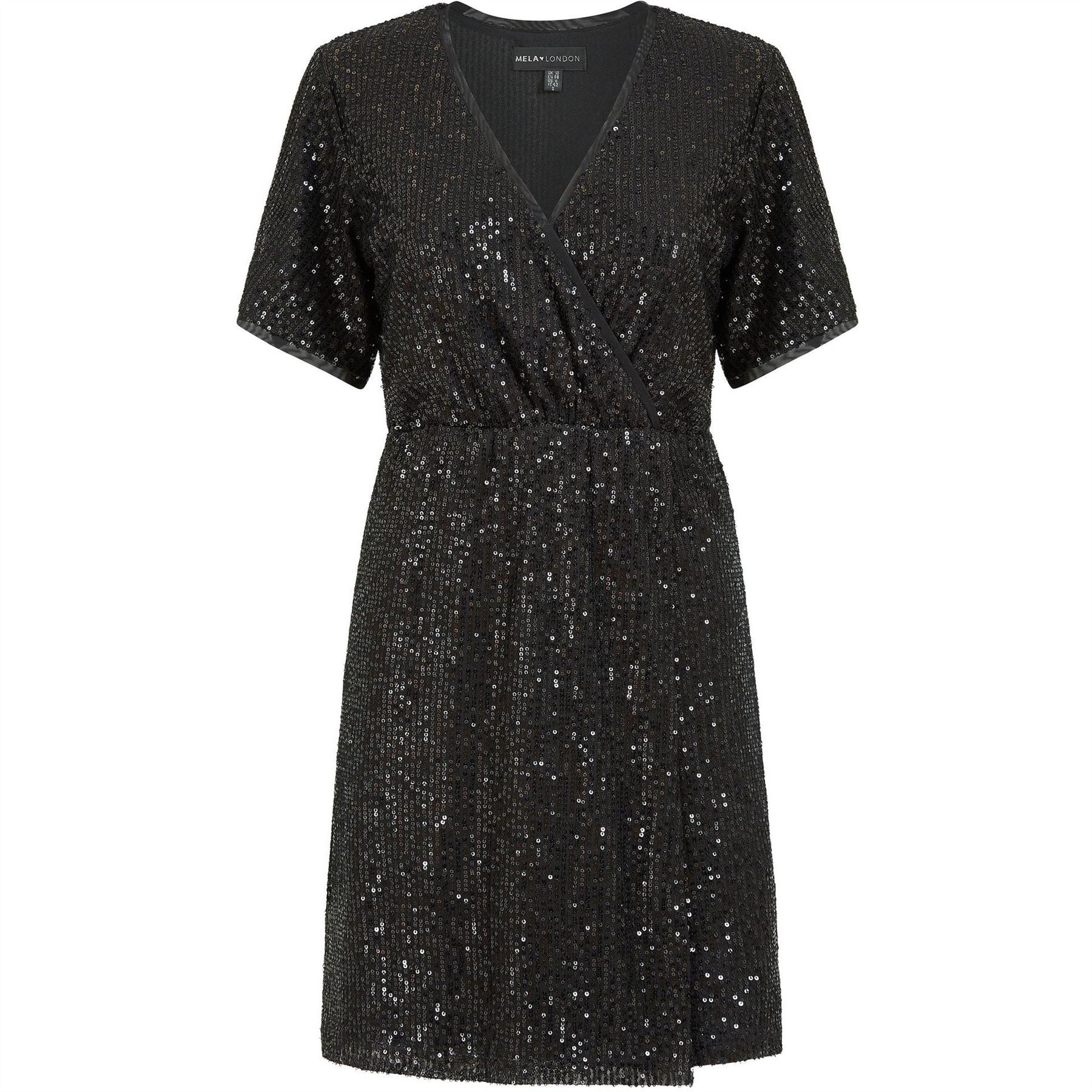 Mela London Sequin Kimono Sleeve Wrap Dress