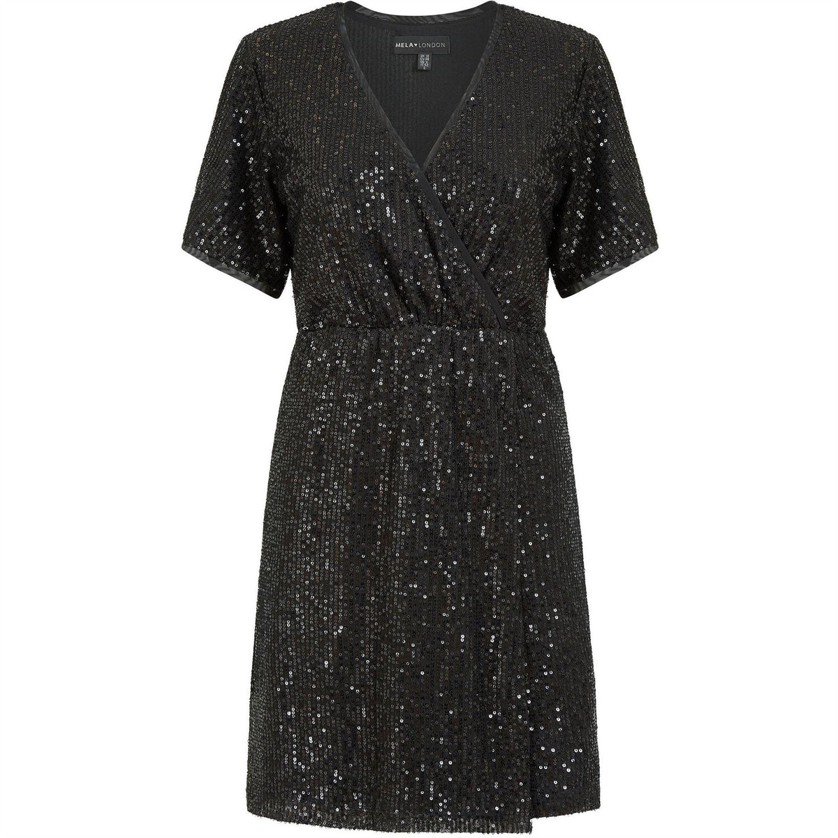 Mela London Sequin Kimono Sleeve Wrap Dress
