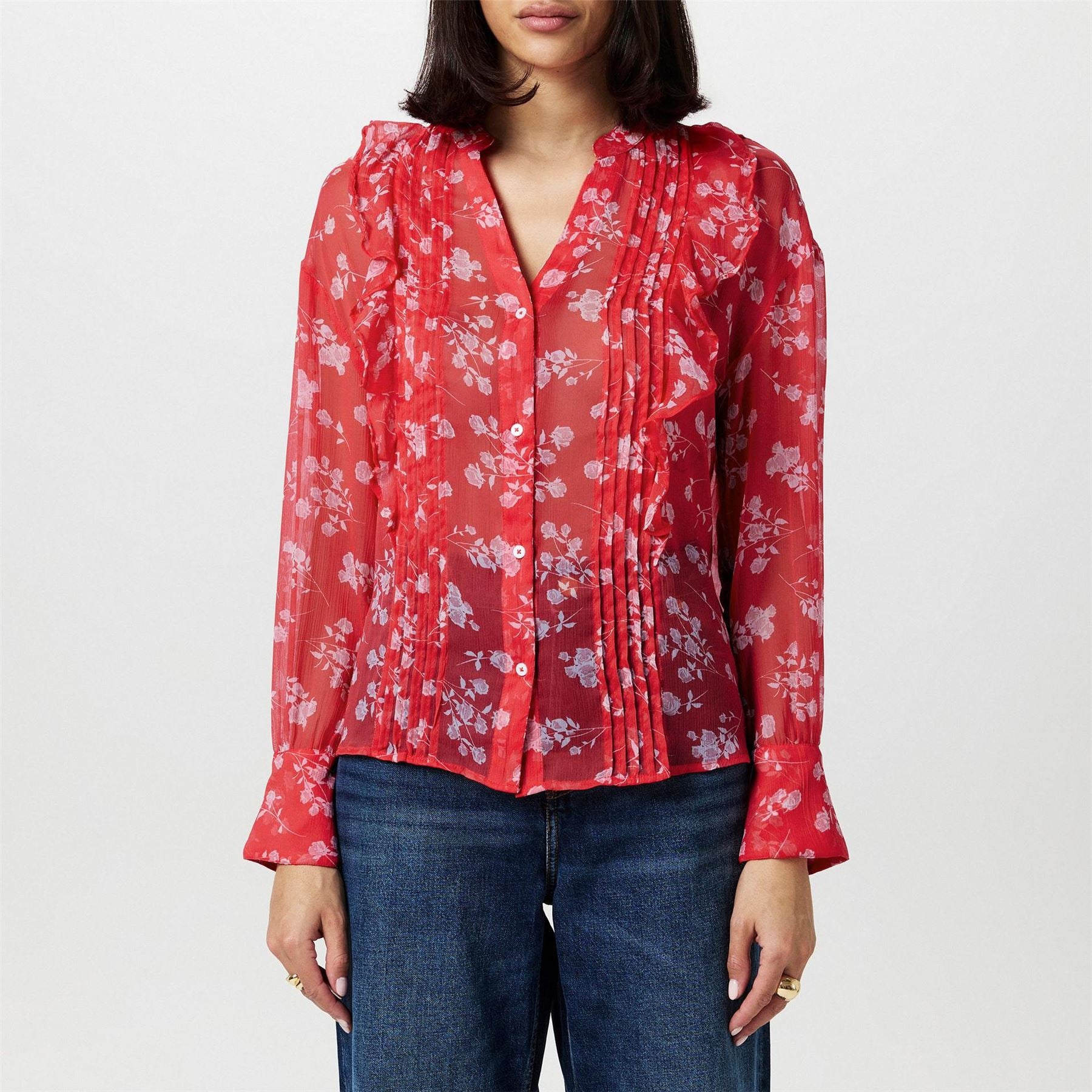 French Connection Alesndra V-Neck Long Sleeve Blouse