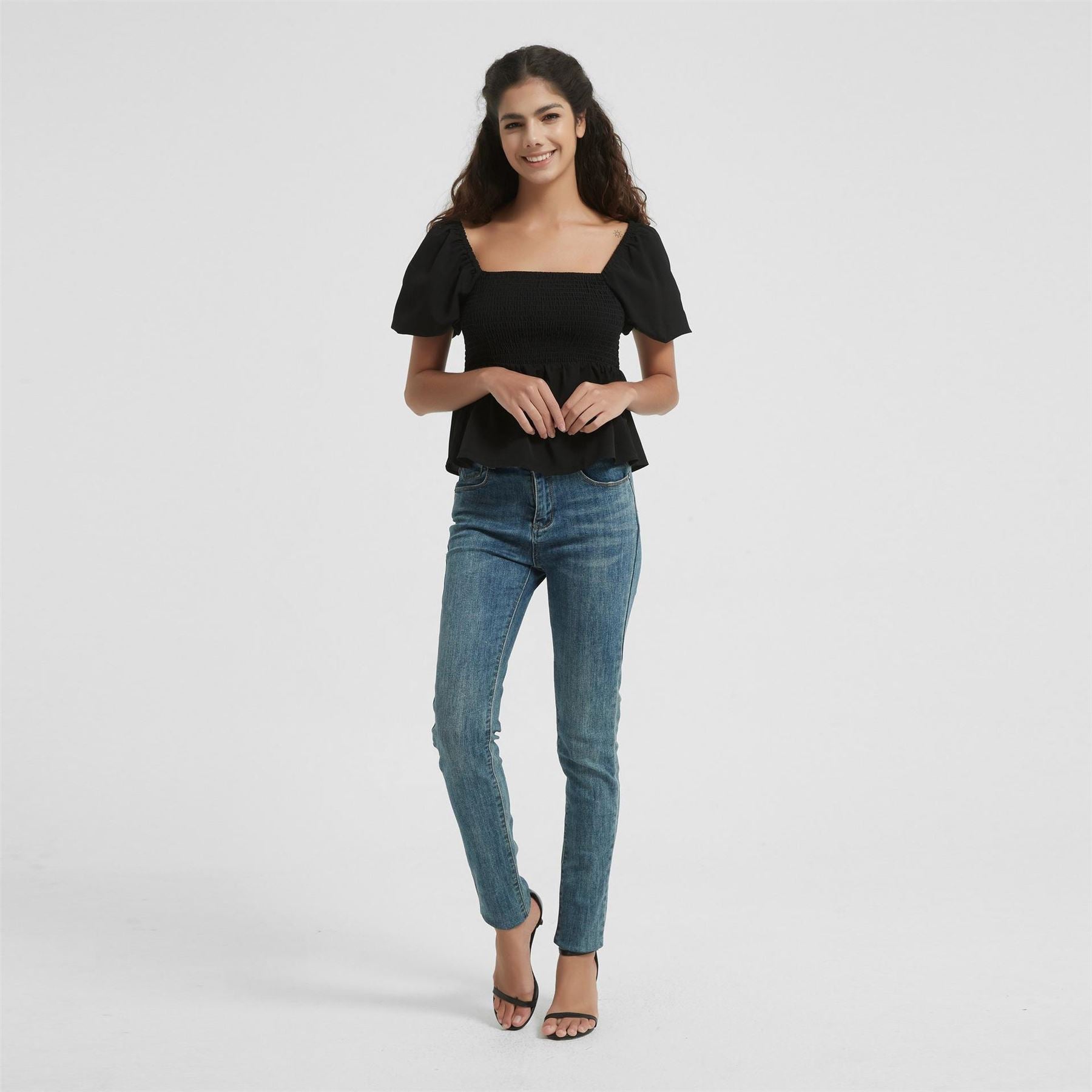 Be You Square Neck Regular Fit Short Sleeve Blouse