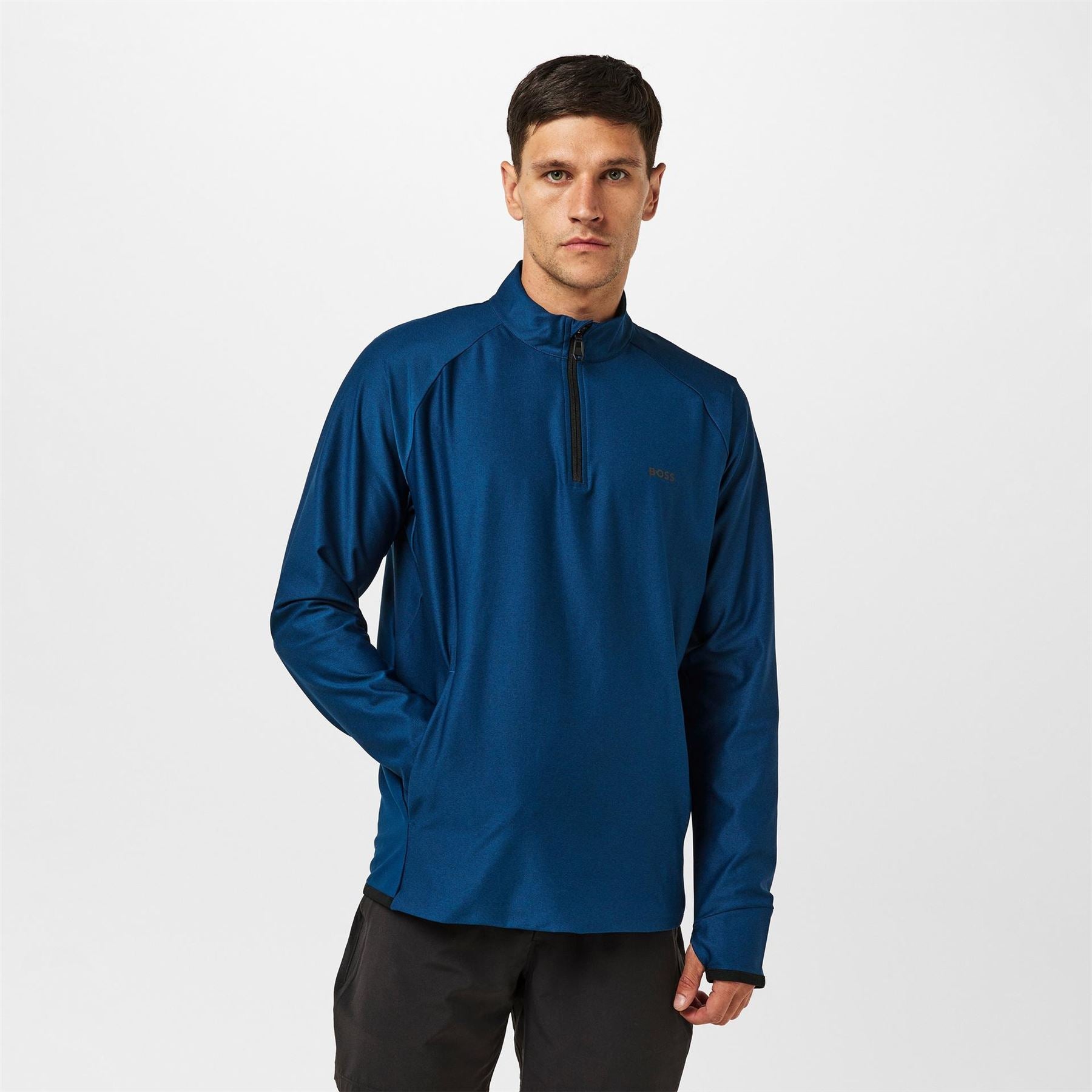 Boss Sweat Active Zip Neck Raglan Sleeve Sweatshirt