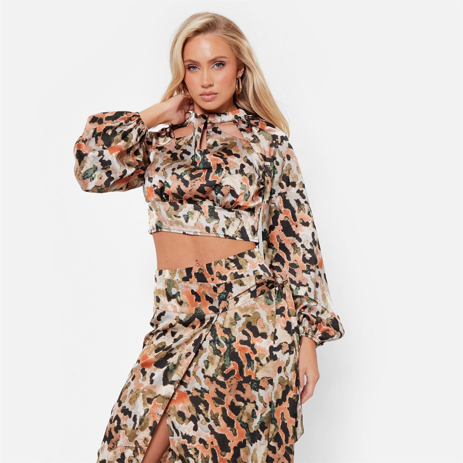 I Saw It First Printed Oversized Satin Shirt Co Ord