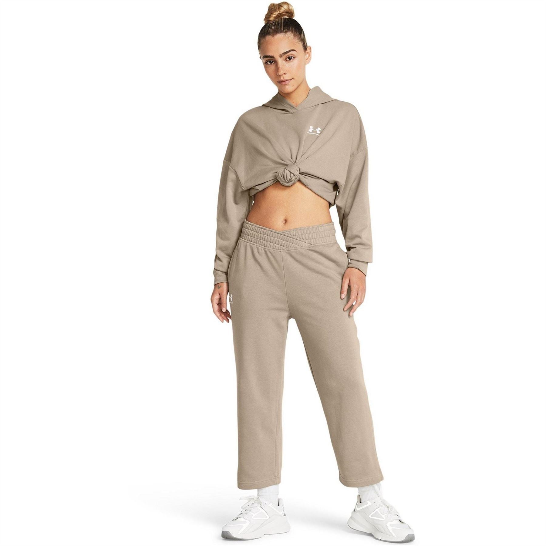 Under Armour Womens Armour Ua Rival Terry Crop Wide Leg Tracksuit Bottom