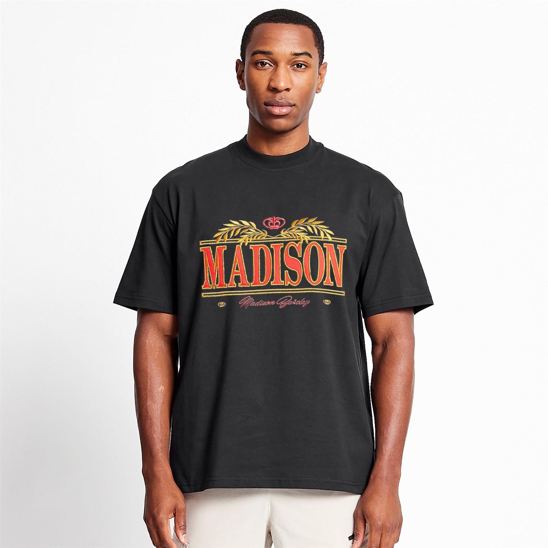 Madison Barclay Oversize Lettering Crew Neck T-Shirt
