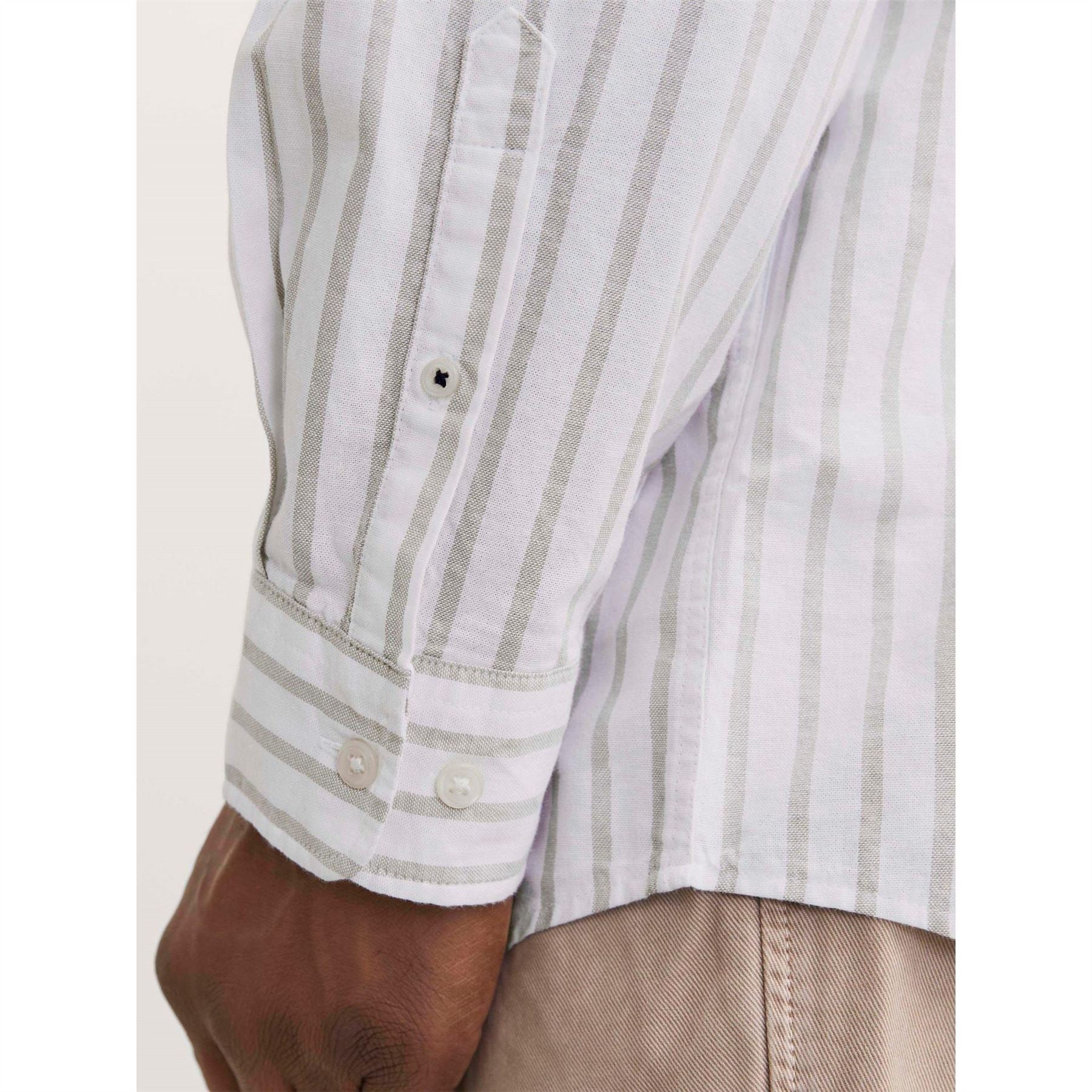 Jack and Jones Oxford Chest Pocket Collared Long Sleeve Cuban Shirt