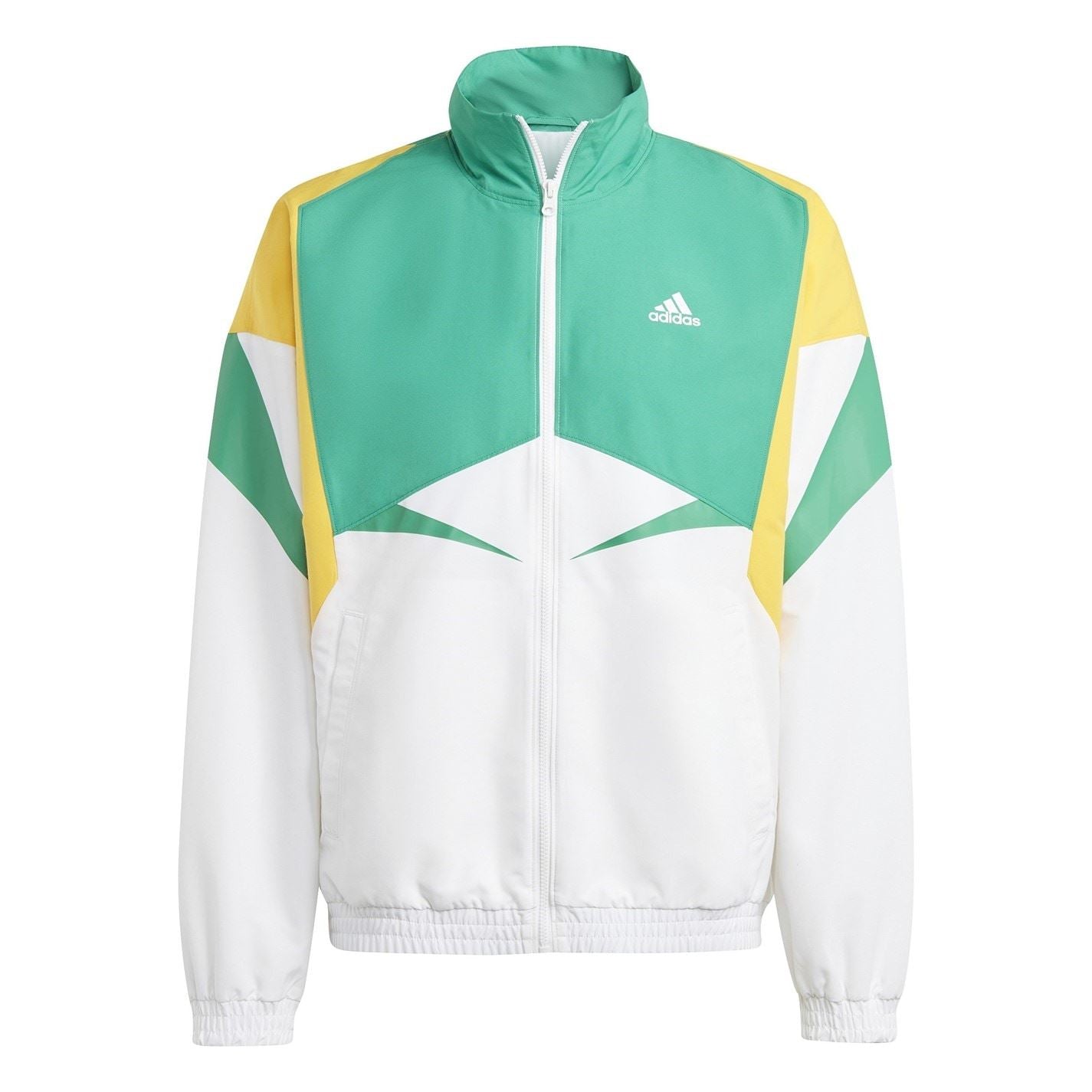 adidas Color Block High Neck Ribbed Cuff Track Jacket