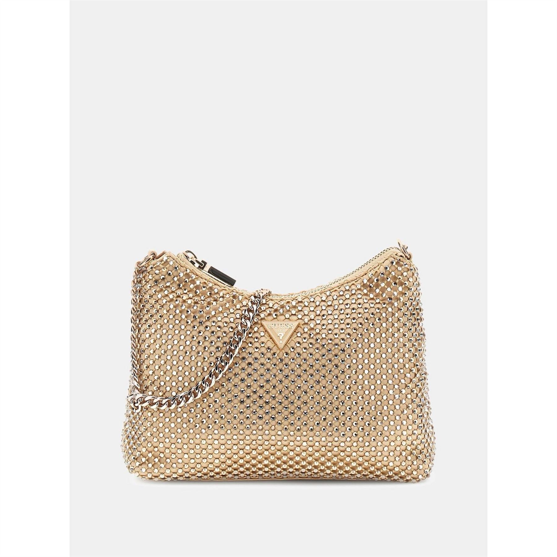 Guess Geometric Patterned Zalina Hobo Bag with Chain