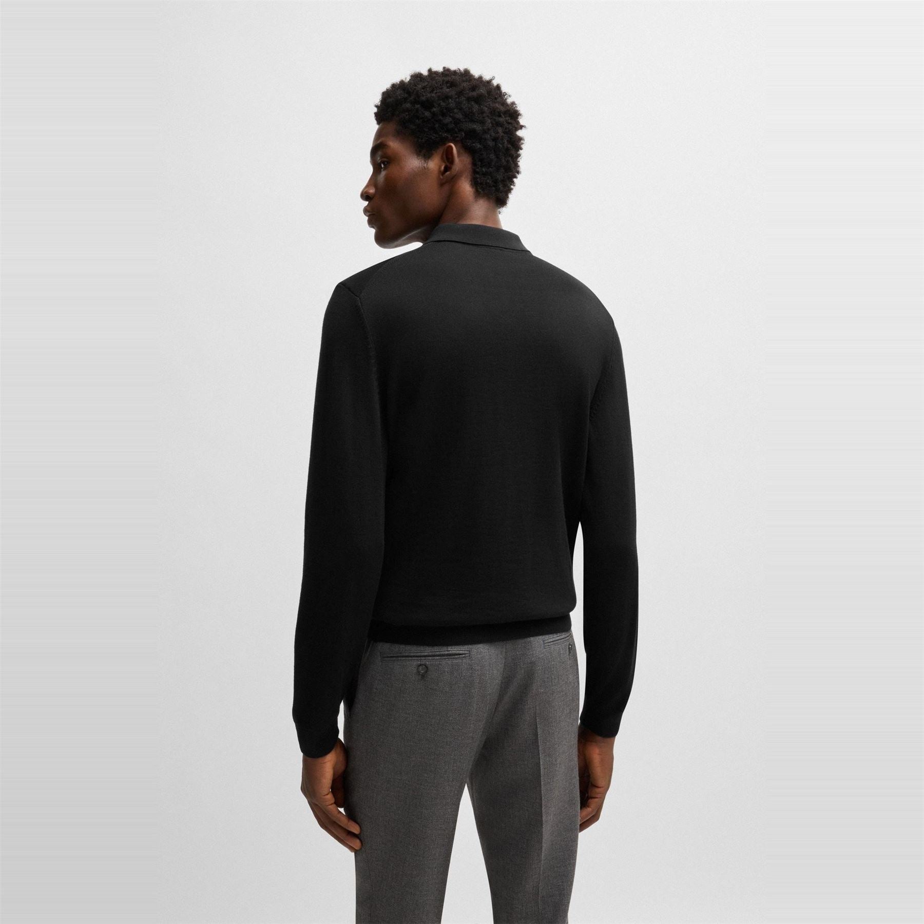 Boss Bono Black Knitted Crew Neck Jumpers