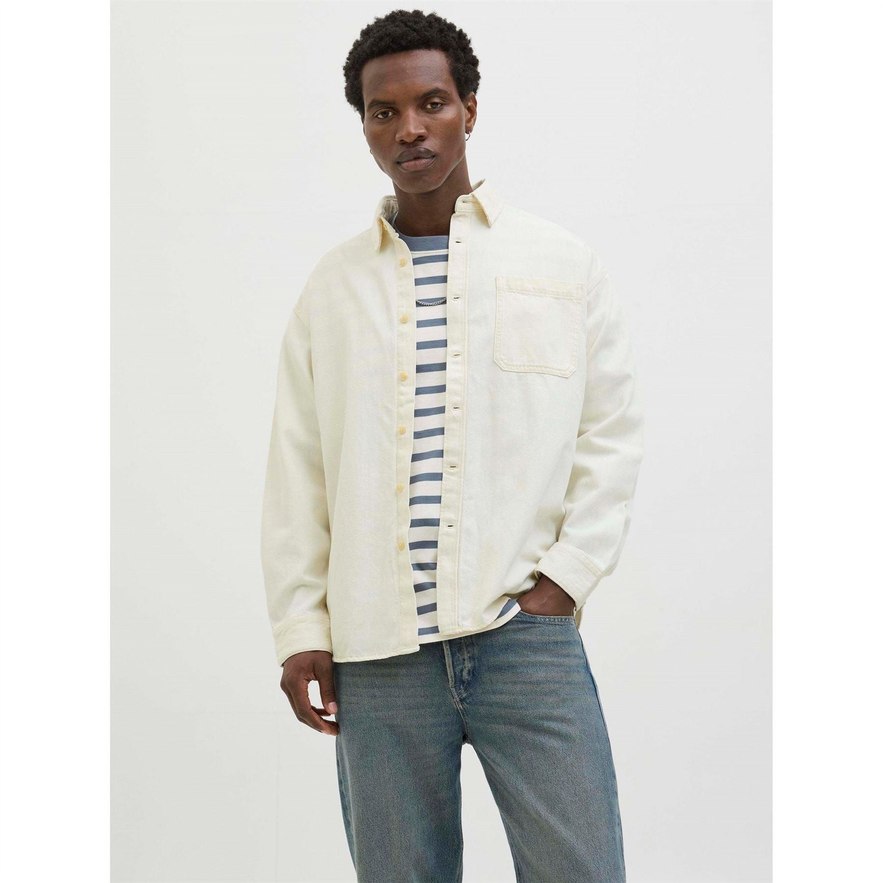 Jack and Jones Denim Long Sleeve Plain Shirt