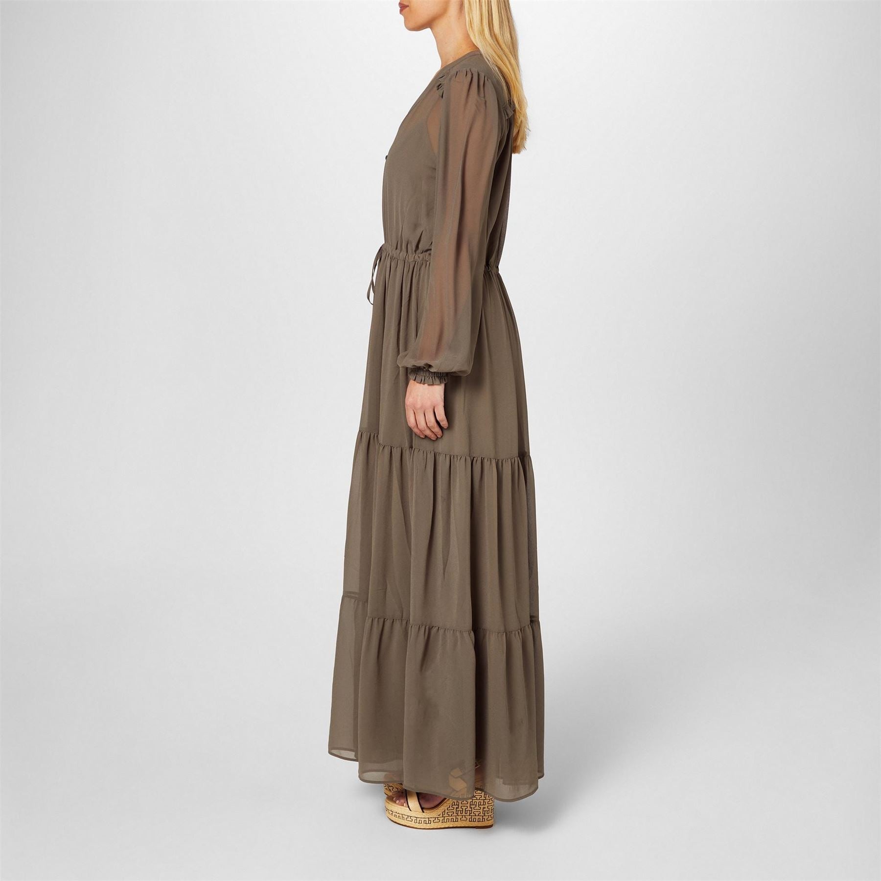 Boss Tie Waist V-Neck Maxi Dress