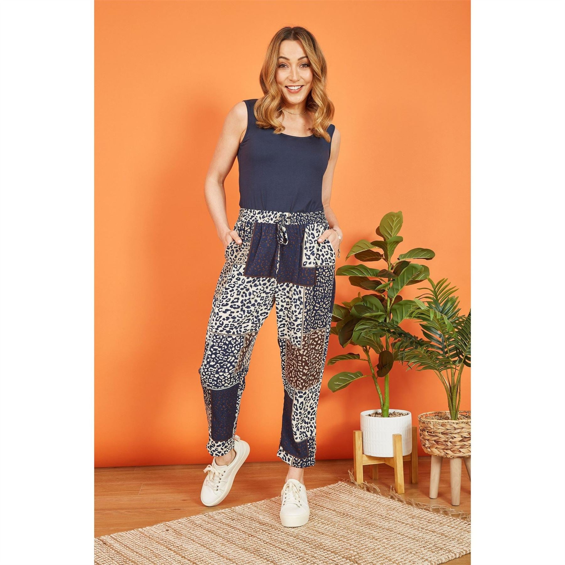 Yumi Patchwork Animal Print Trouser
