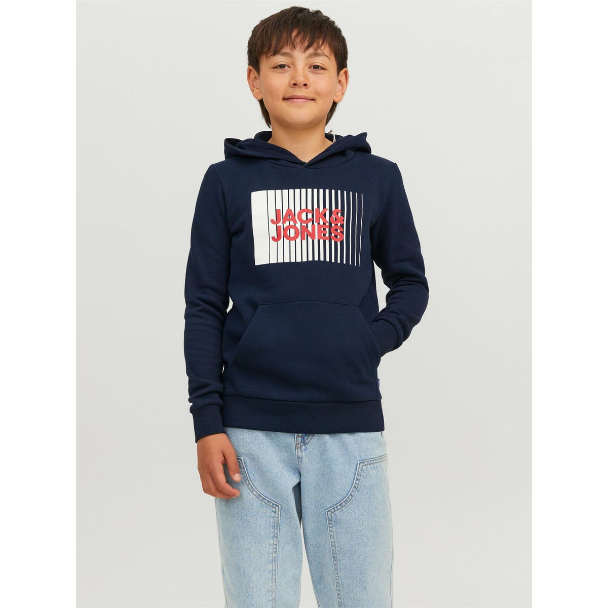 Jack and Jones Play Logo Print Hooded Sweatshirt