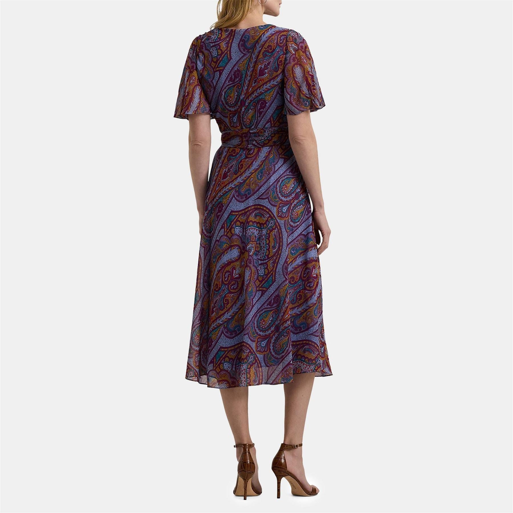 Lauren by Ralph Lauren V-Neck Midi Wrap Dress