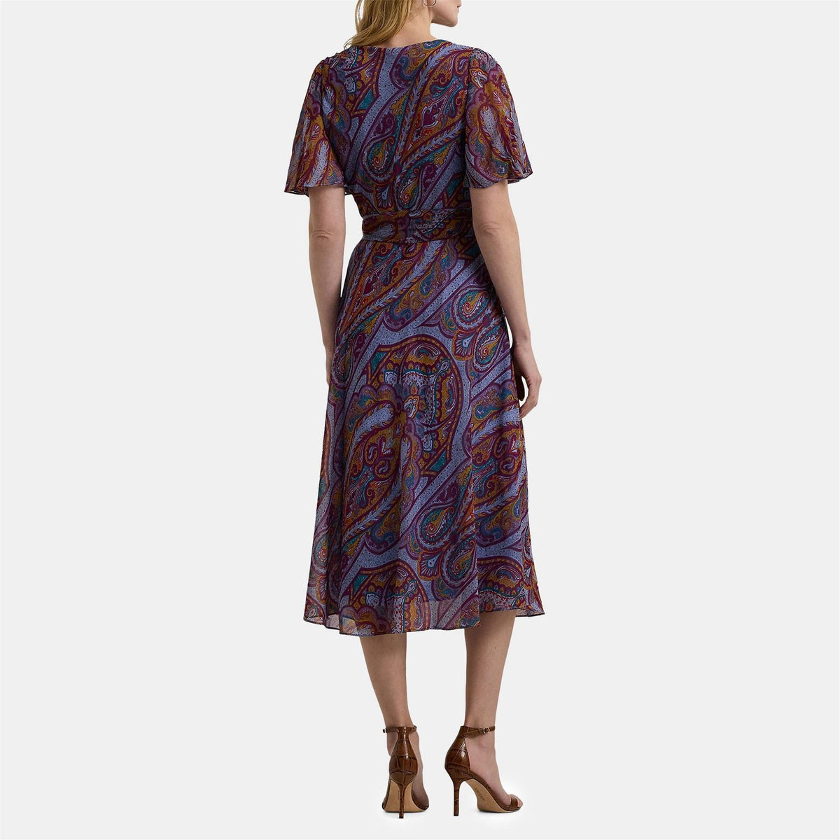 Lauren by Ralph Lauren V-Neck Midi Wrap Dress