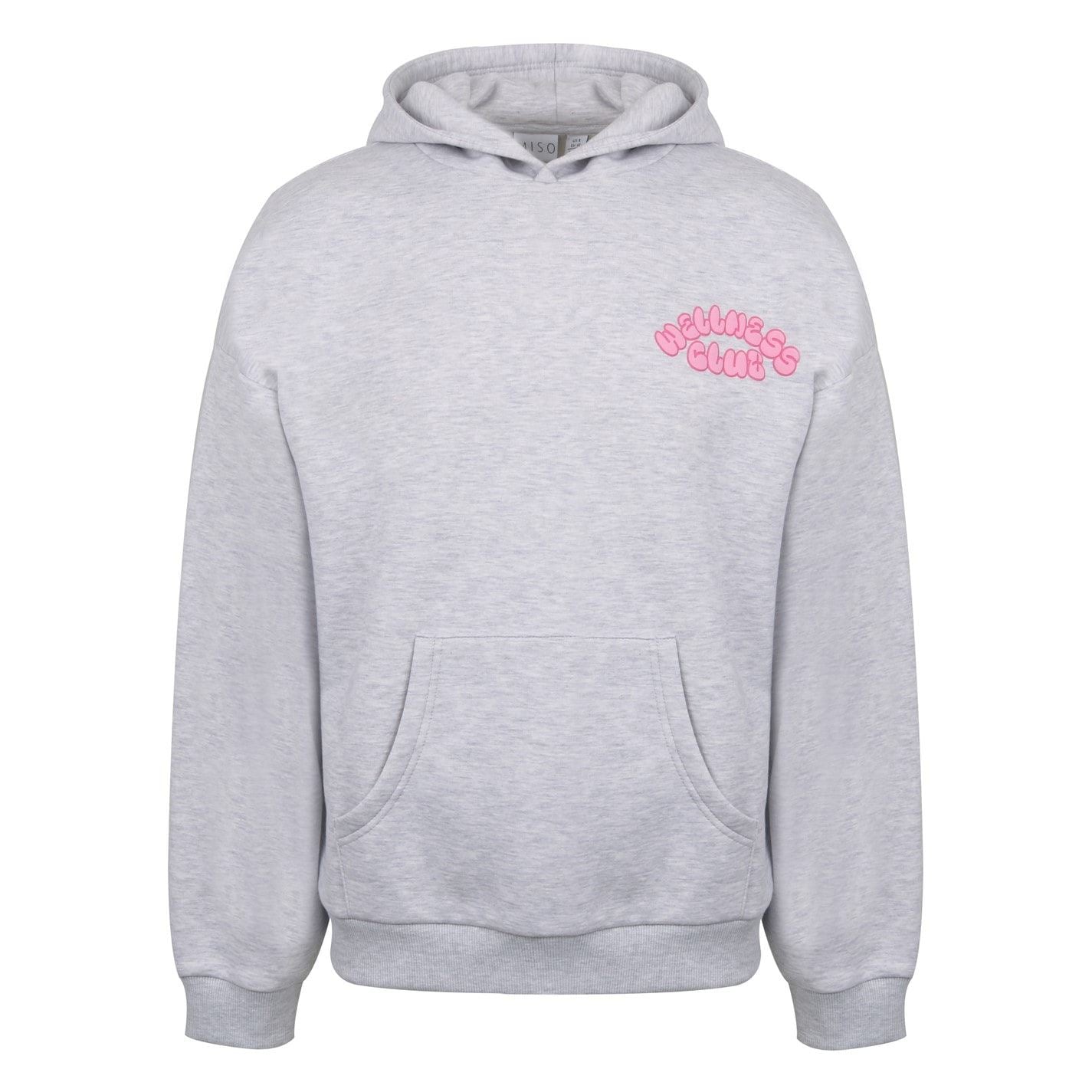 Miso Bubble Hood Lettering Drop Shoulder Sweatshirt