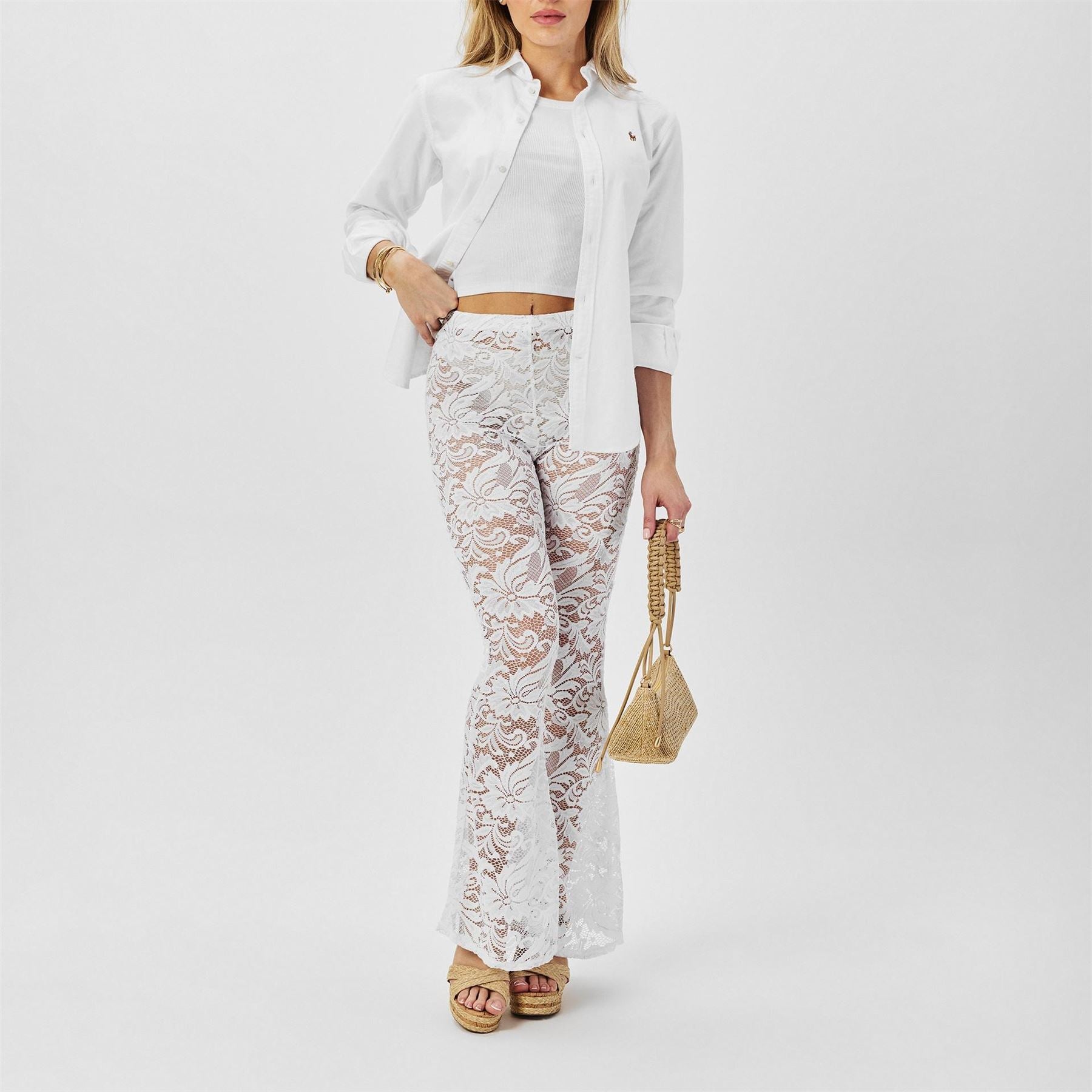 Missy Empire Womens Lace Flared Trousers