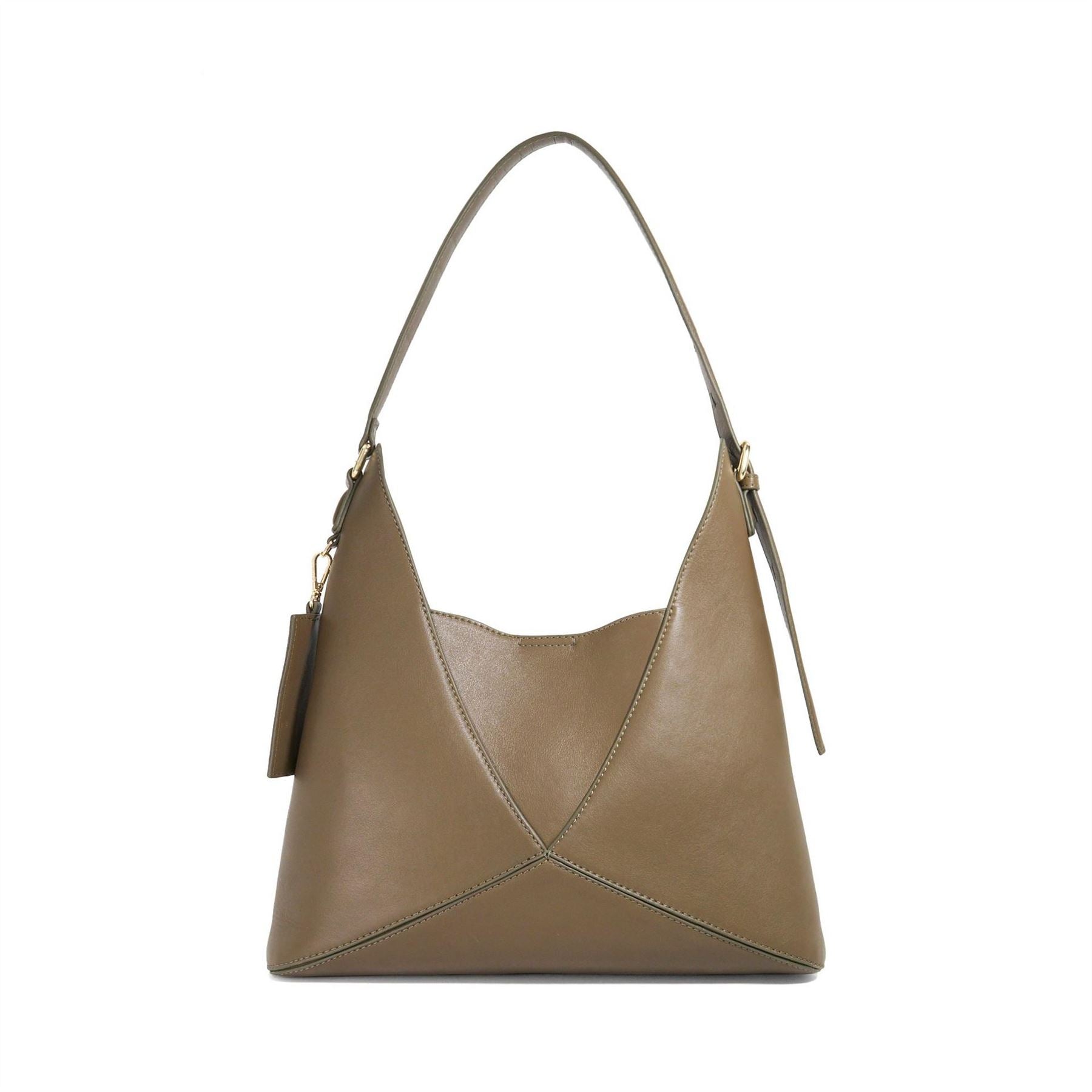 Dune London Dinidearest Trapezoid Shape Hobo Bag Gold Tone Hardware Embossed Logo