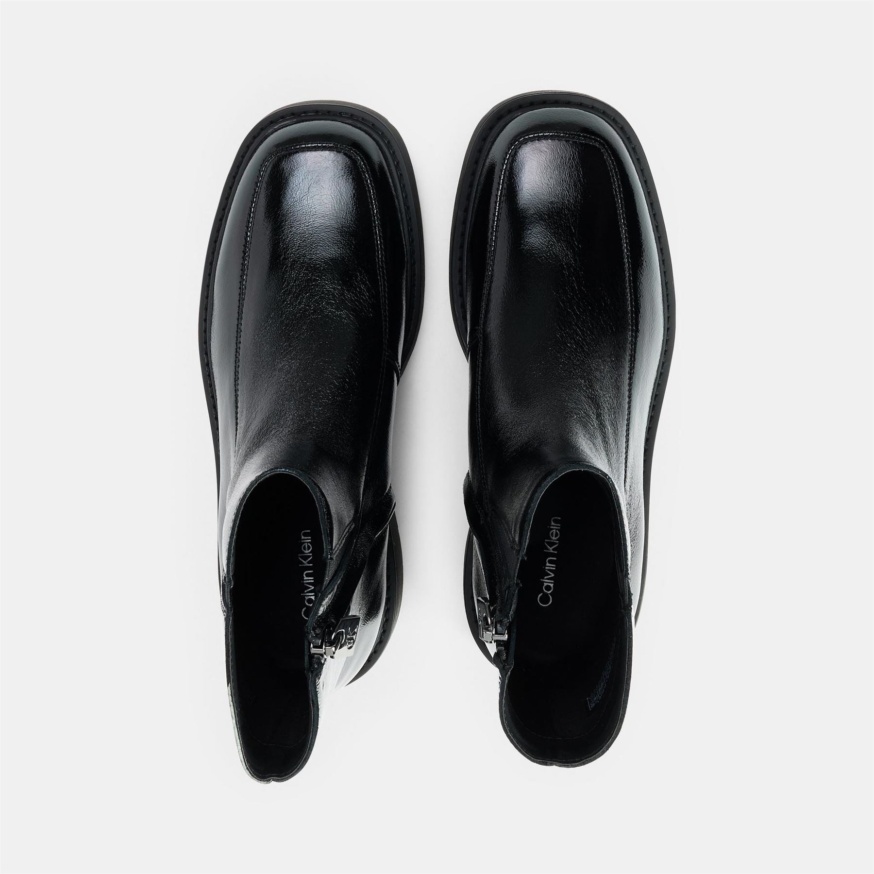 Calvin Klein Chunky Heel Ankle Boots with Side Zipper