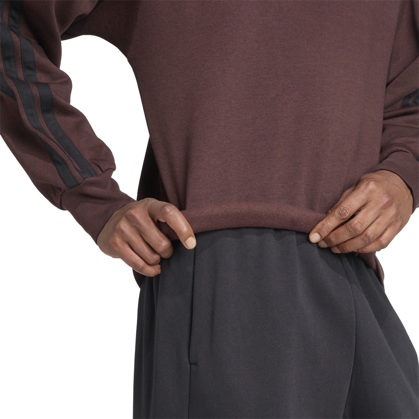 adidas Mens Essentials Crew 3 Stripes Pullover Sweatshirt