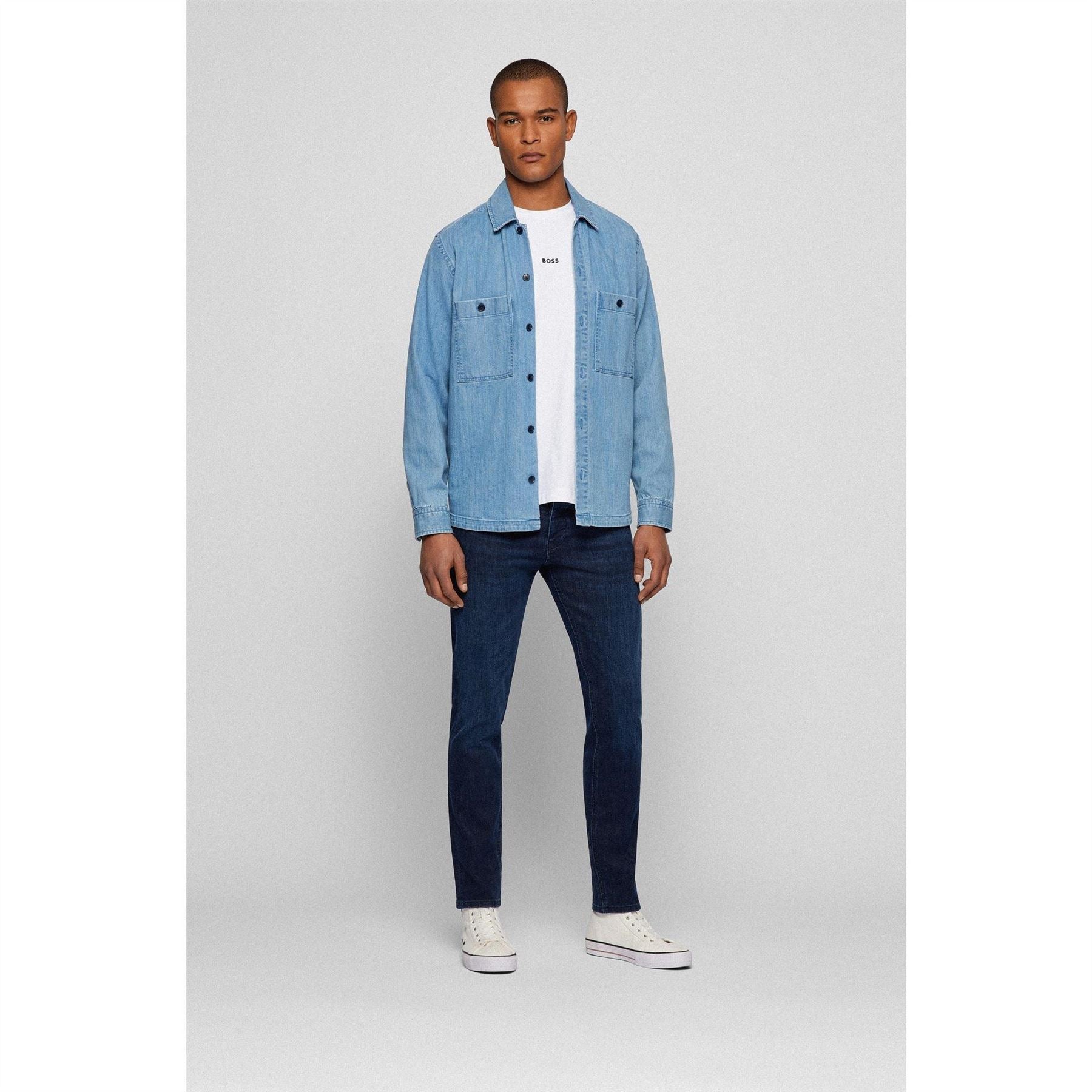 Boss Taber Mid Rise Stretch Tapered Fit Tapered Jeans