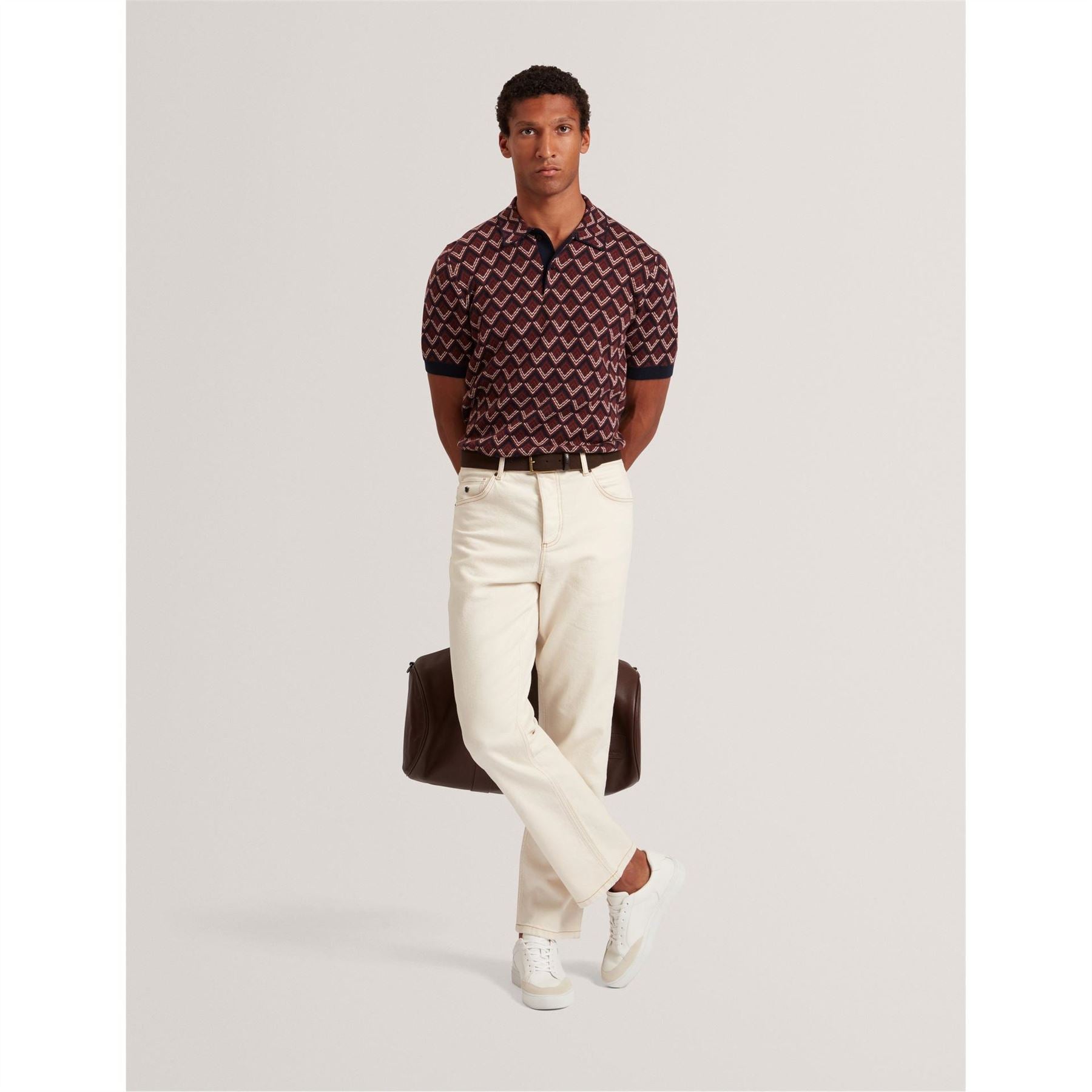 Ted Baker Jacquard Collared Neck Short Sleeve Polo Shirt