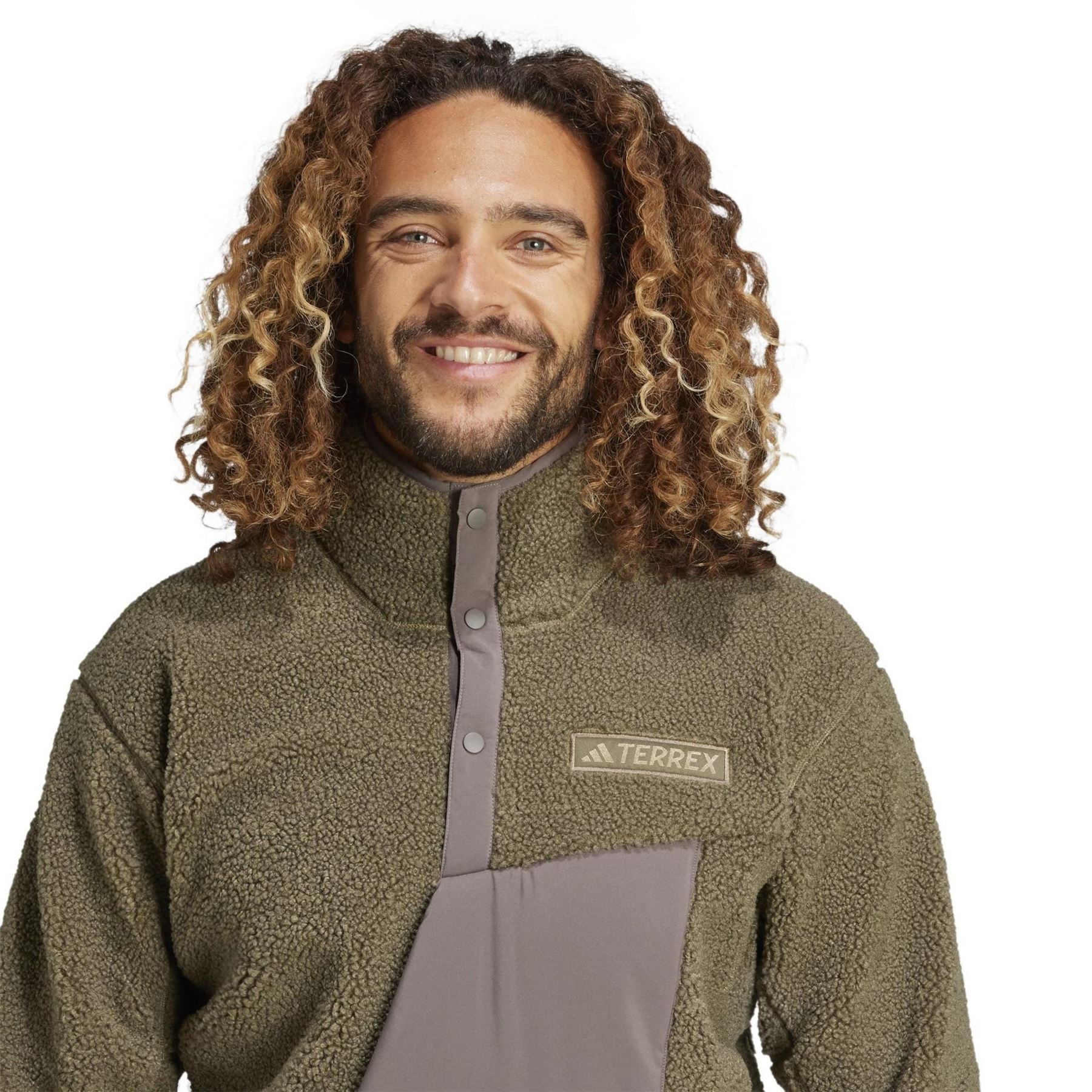 adidas Solid Patterned Snap Button Zip Neck Jacket