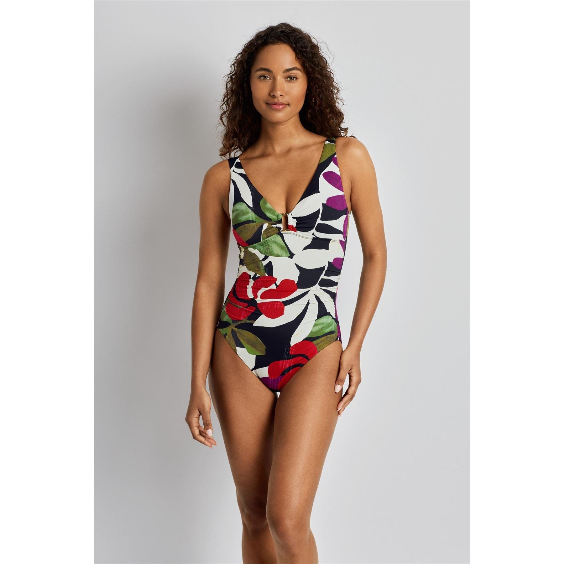 Lauren by Ralph Lauren Ring Detail Plunge Swimsuit
