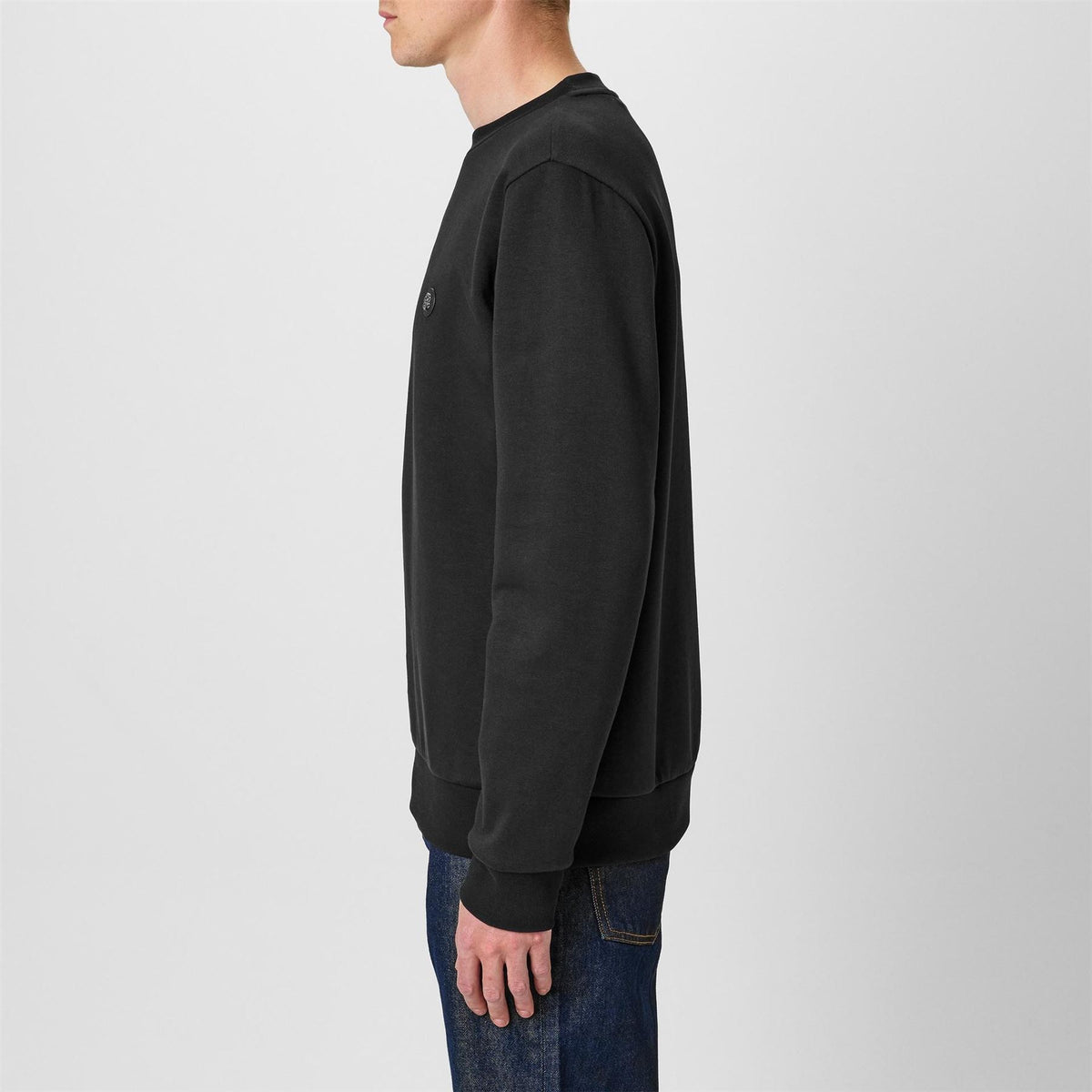 Boss Logo Patch Cotton Long Sleeve Crew Sweatshirt