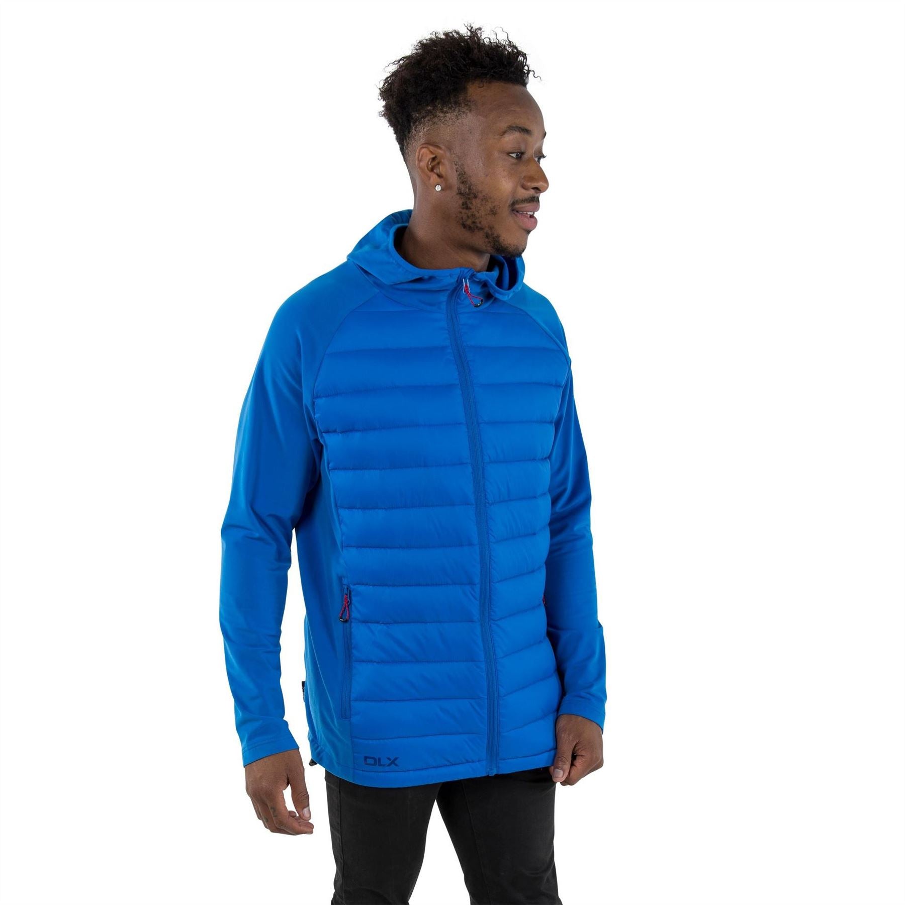 DLX Cade Solid Patterned Hooded Down Jacket with Zipped Pocket