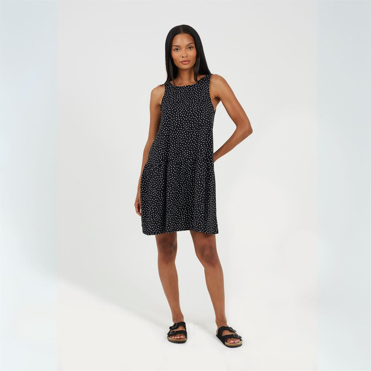 Brave Soul V-Neck Sleeveless Mini Tiered Dress
