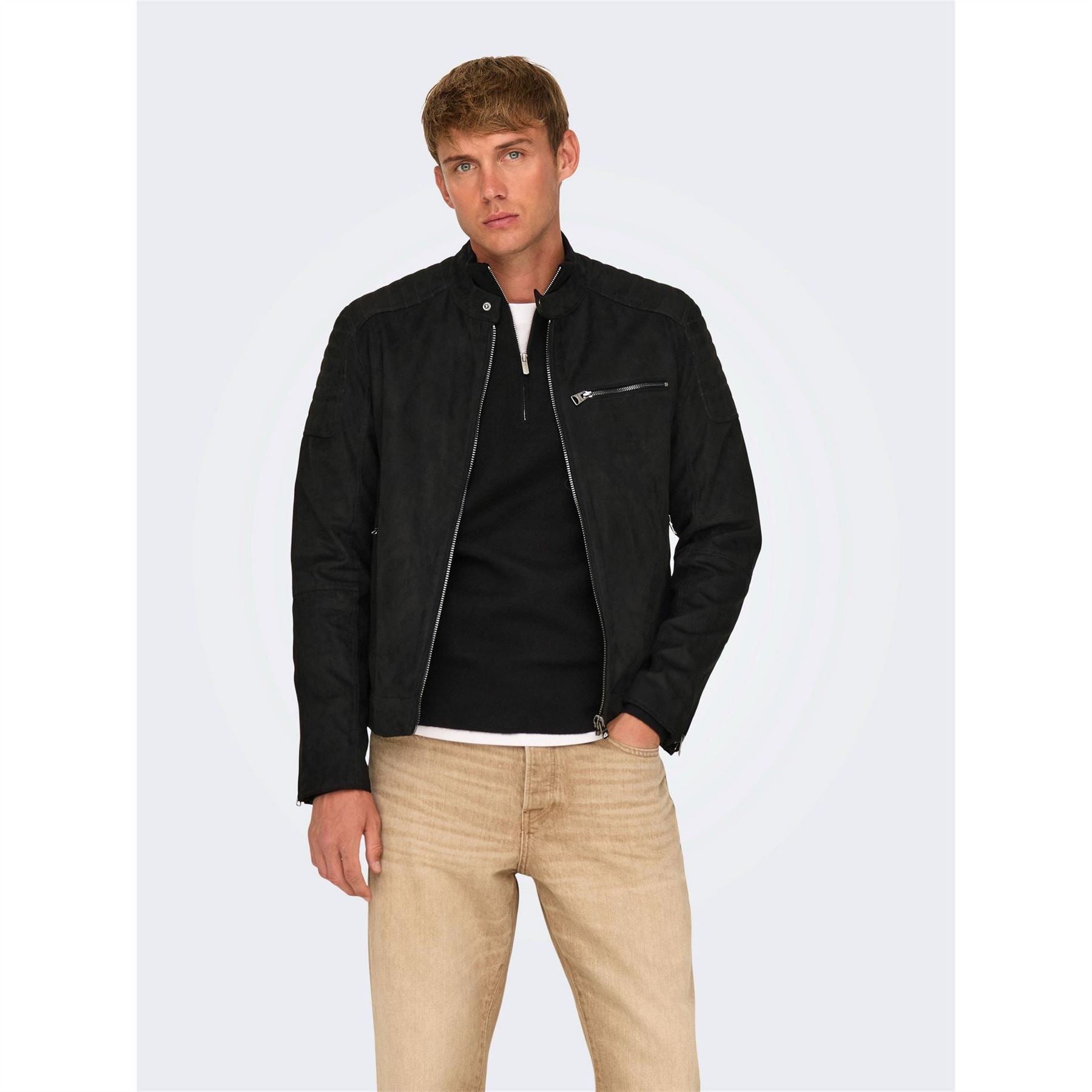Only Solid Patterned Bike Jacket with Zipped Pocket