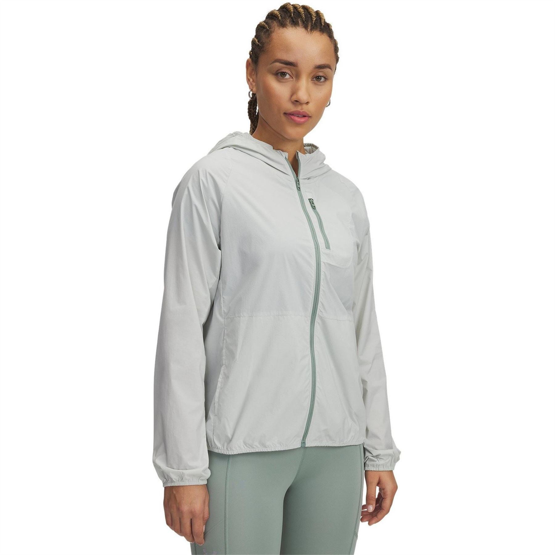 Under Armour Launch Solid Patterned Hooded Running Jacket with Chest Pocket