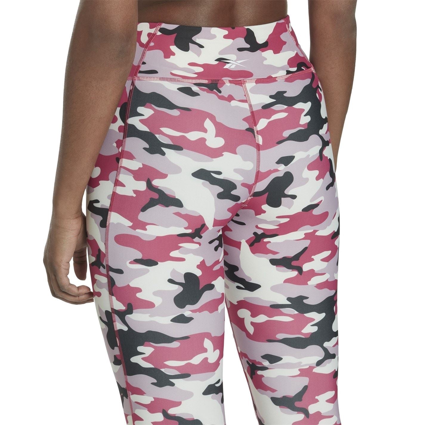 Reebok Womens Lux Bold Camo Print Leggings Gym Legging
