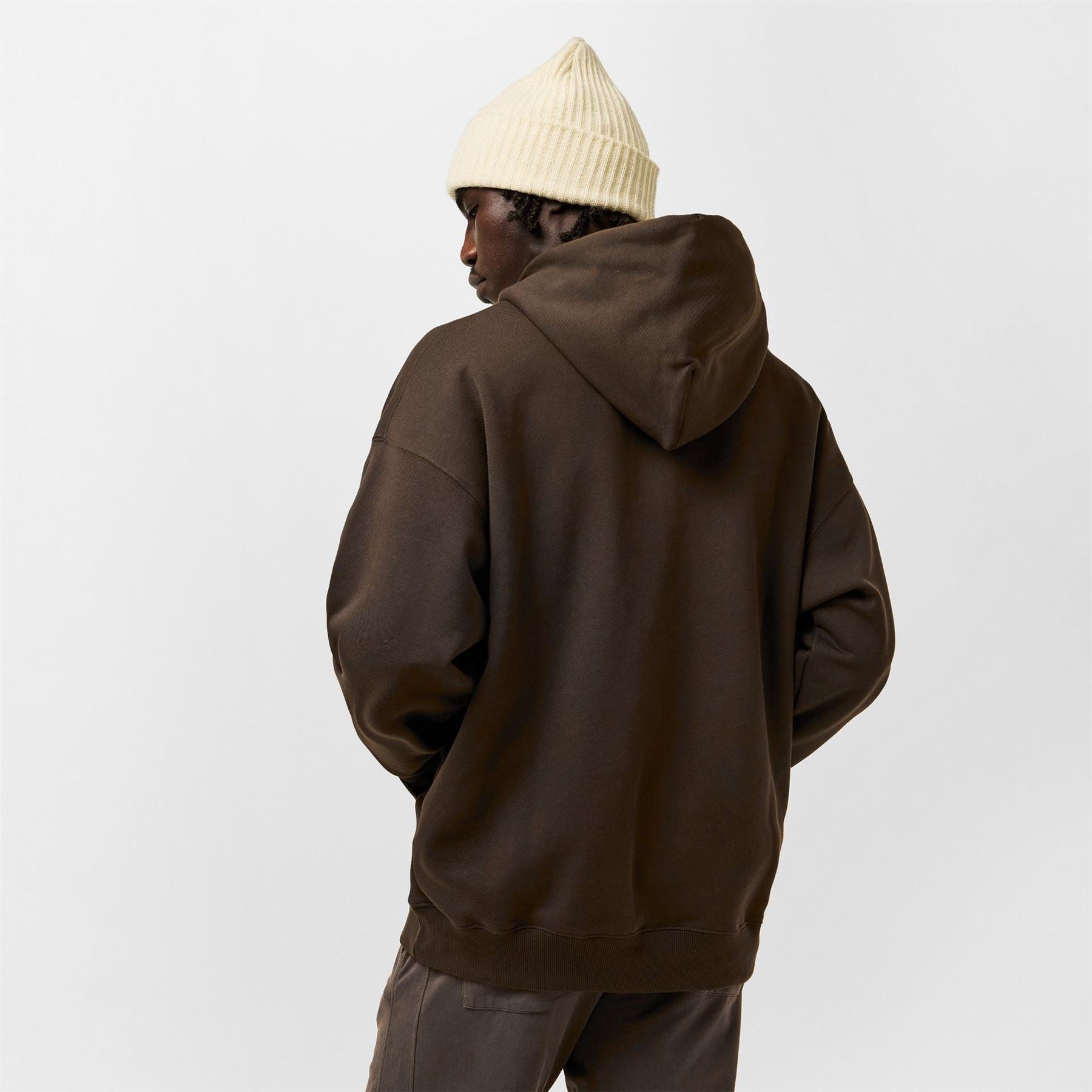 Off White Hooded Neck Skate Sweatshirt with Kangaroo Pocket