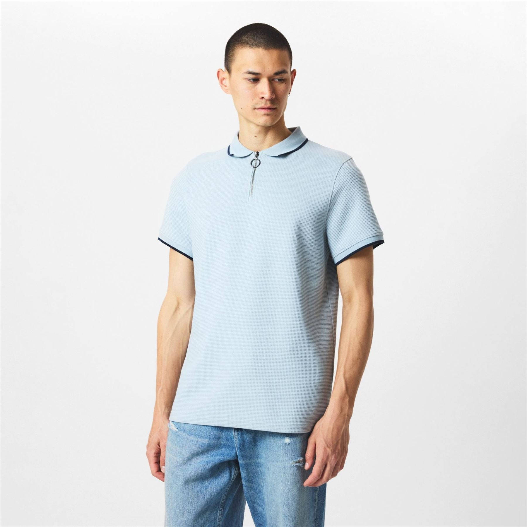 Firetrap Waffle Short Sleeve Polo Shirt