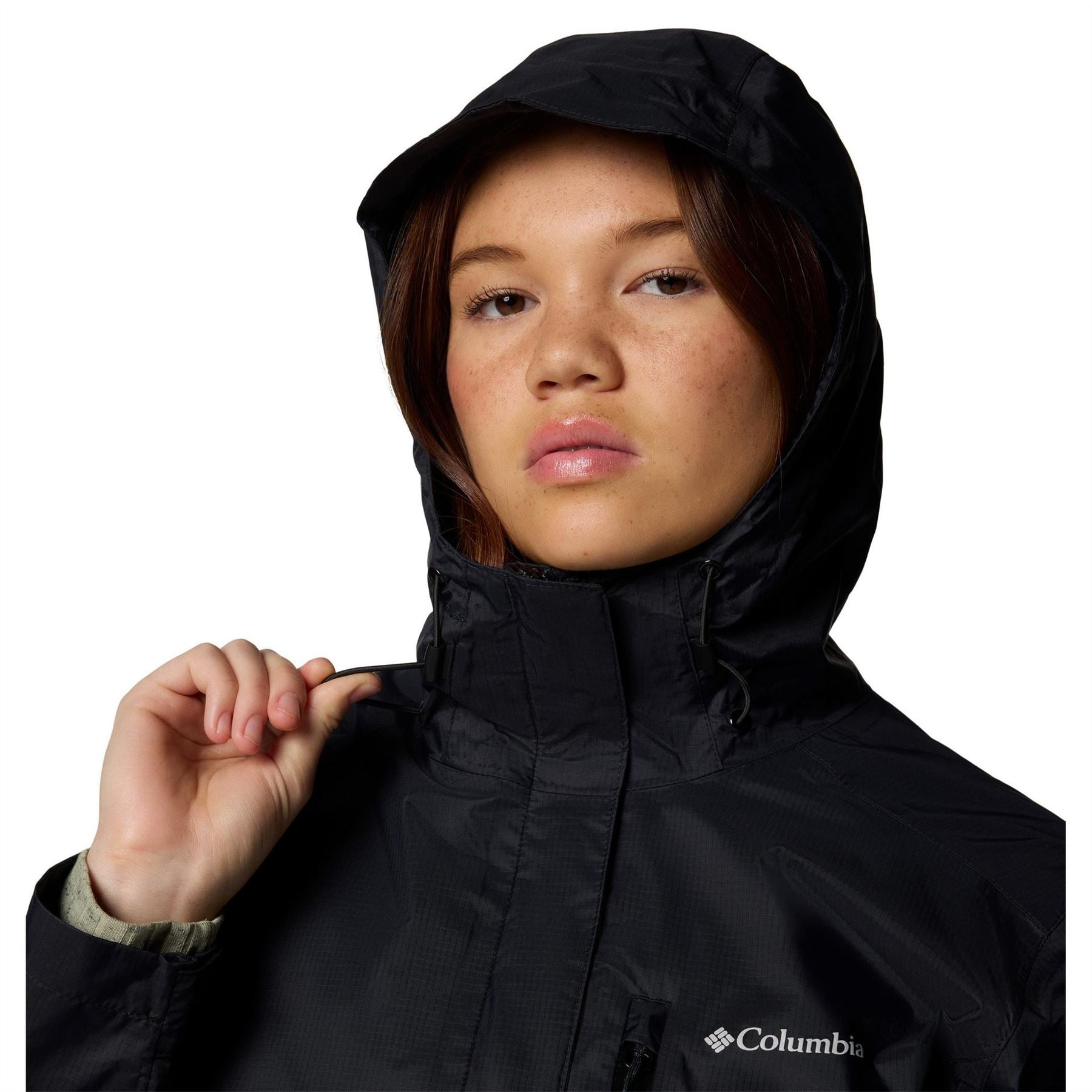 Columbia Pour Solid Patterned Hooded Rain Jacket