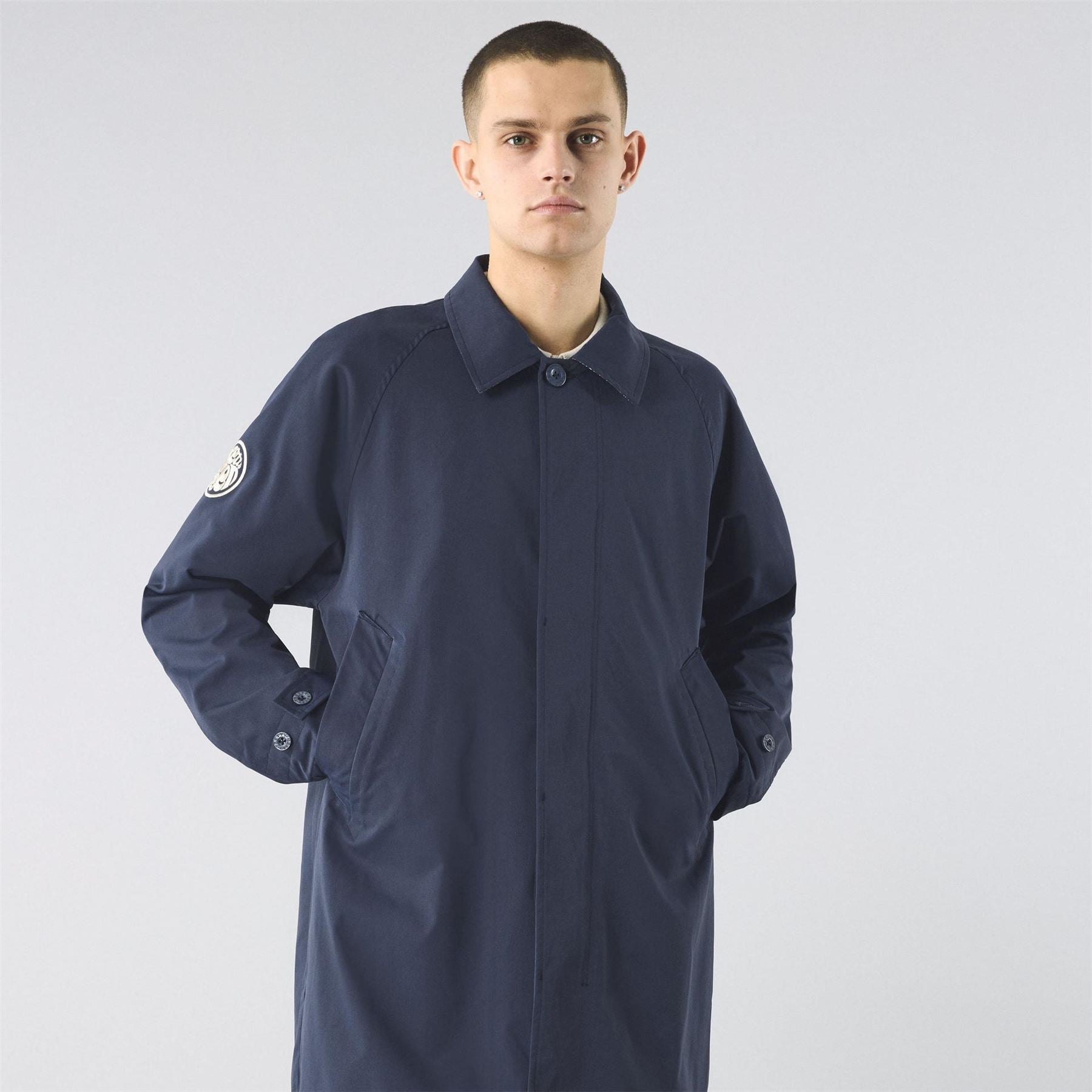Pretty Green Concealed Buttons Plaquette Mac Coat