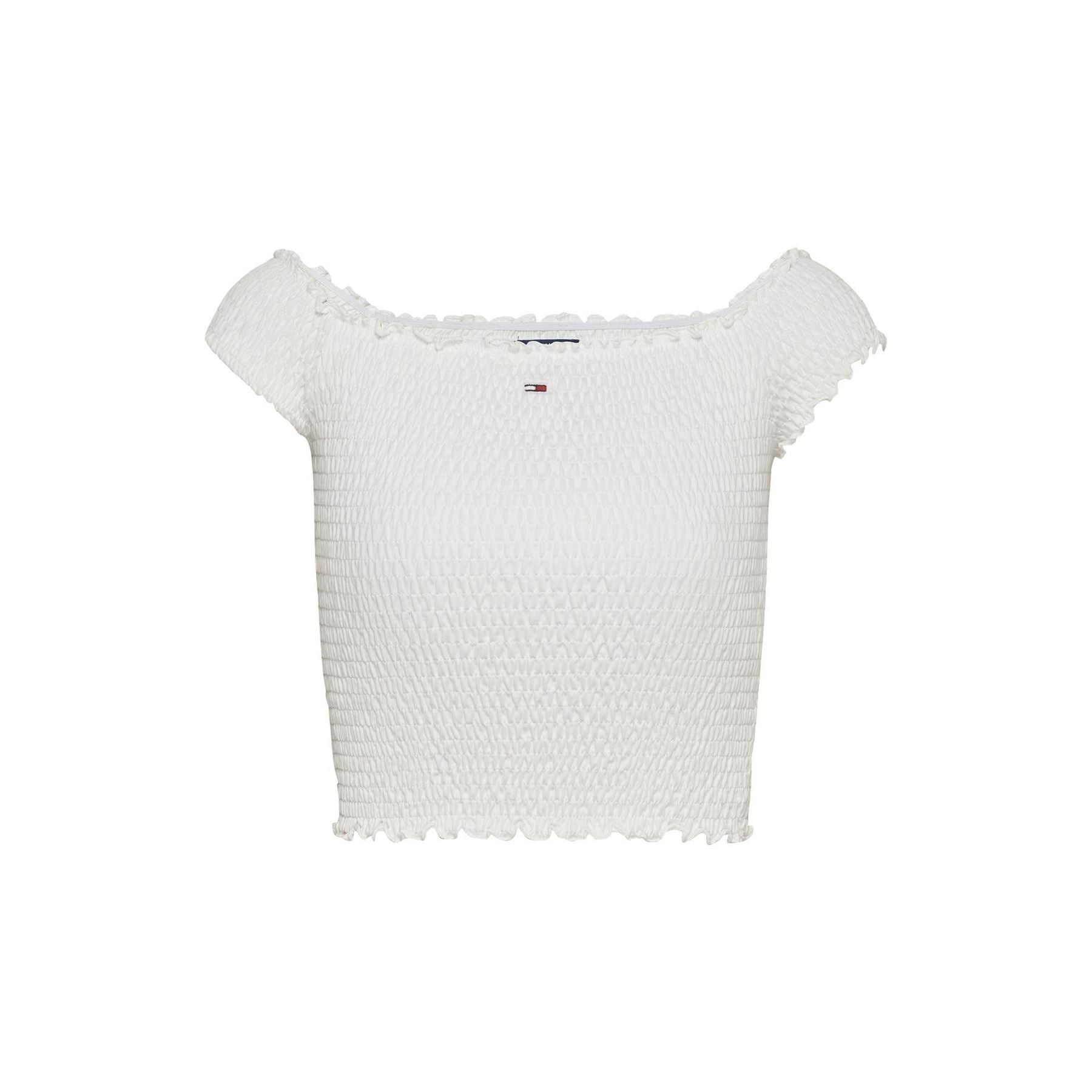 Tommy Jeans Cropped Off-The-Shoulder Slim Fit T-Shirt