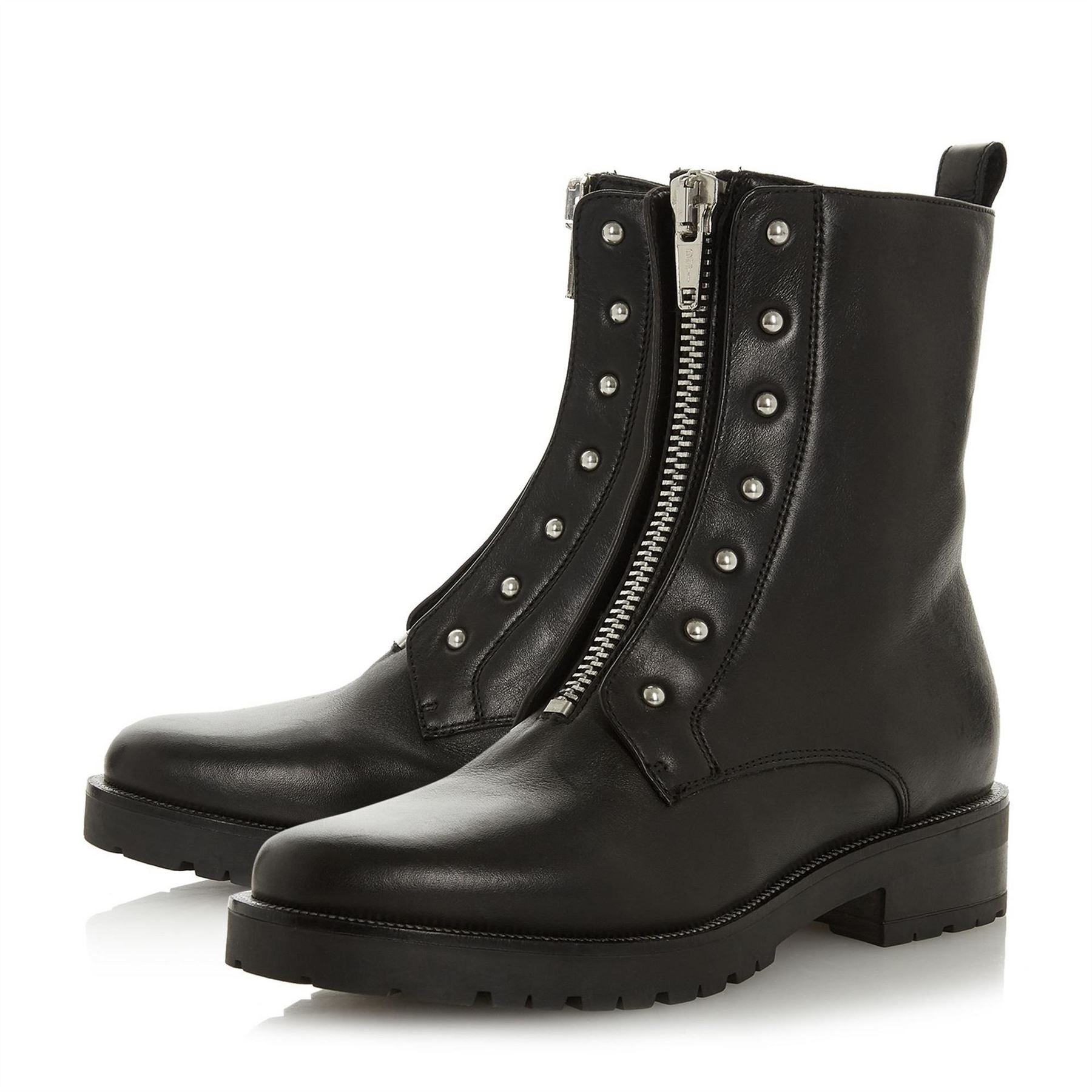 Dune London Studded Buckle Biker Boots