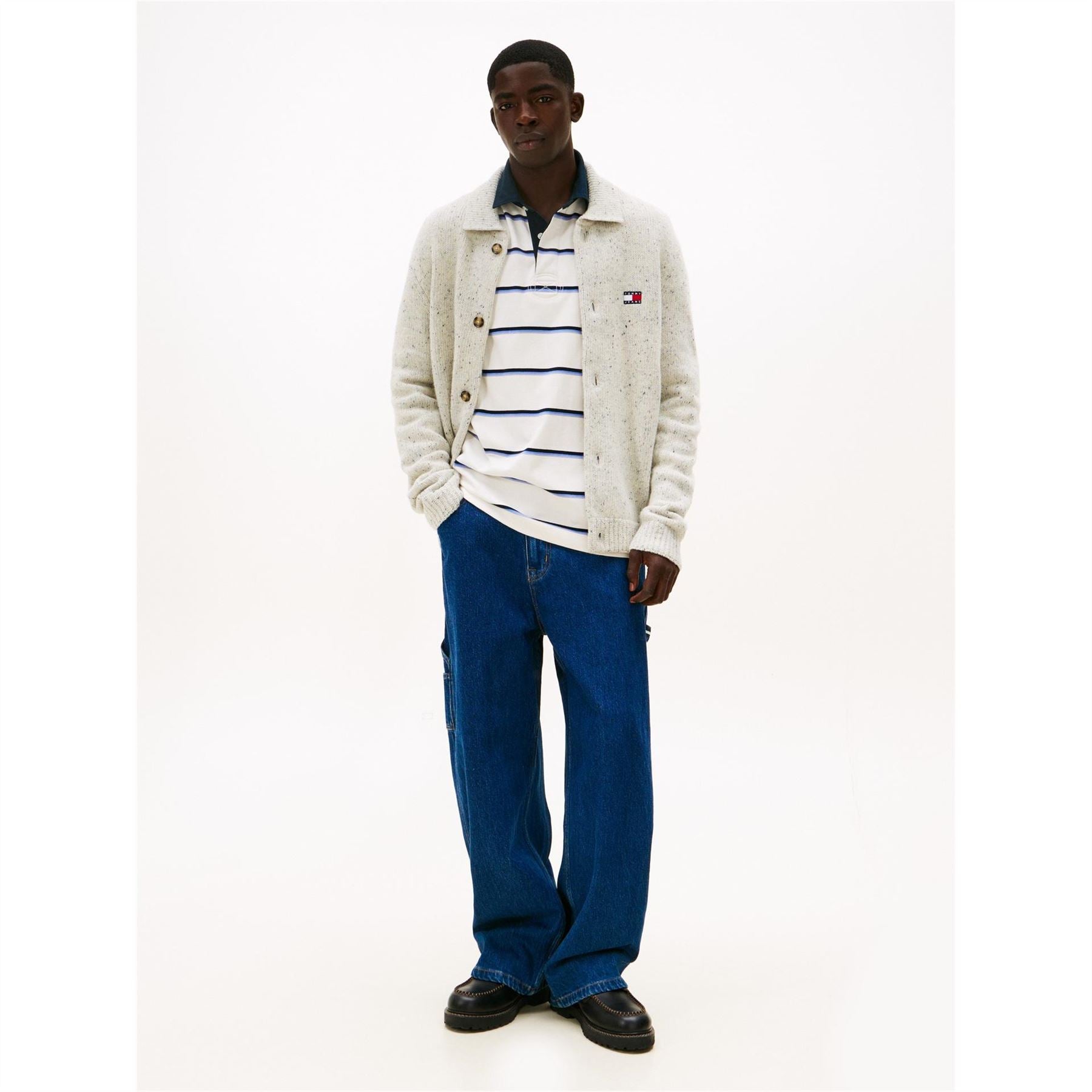 Tommy Jeans Badge Collared Neck Long Sleeve Sweater