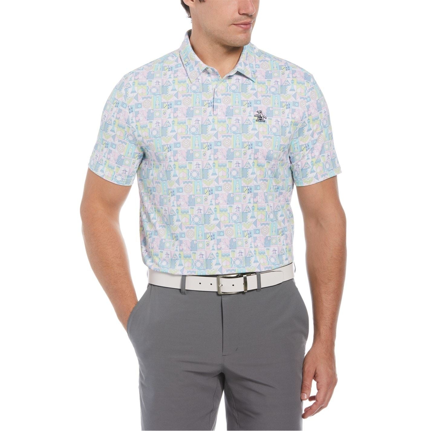 Original Penguin Golf PG Alovr Novelty Short Sleeve Performance Polo Shirt