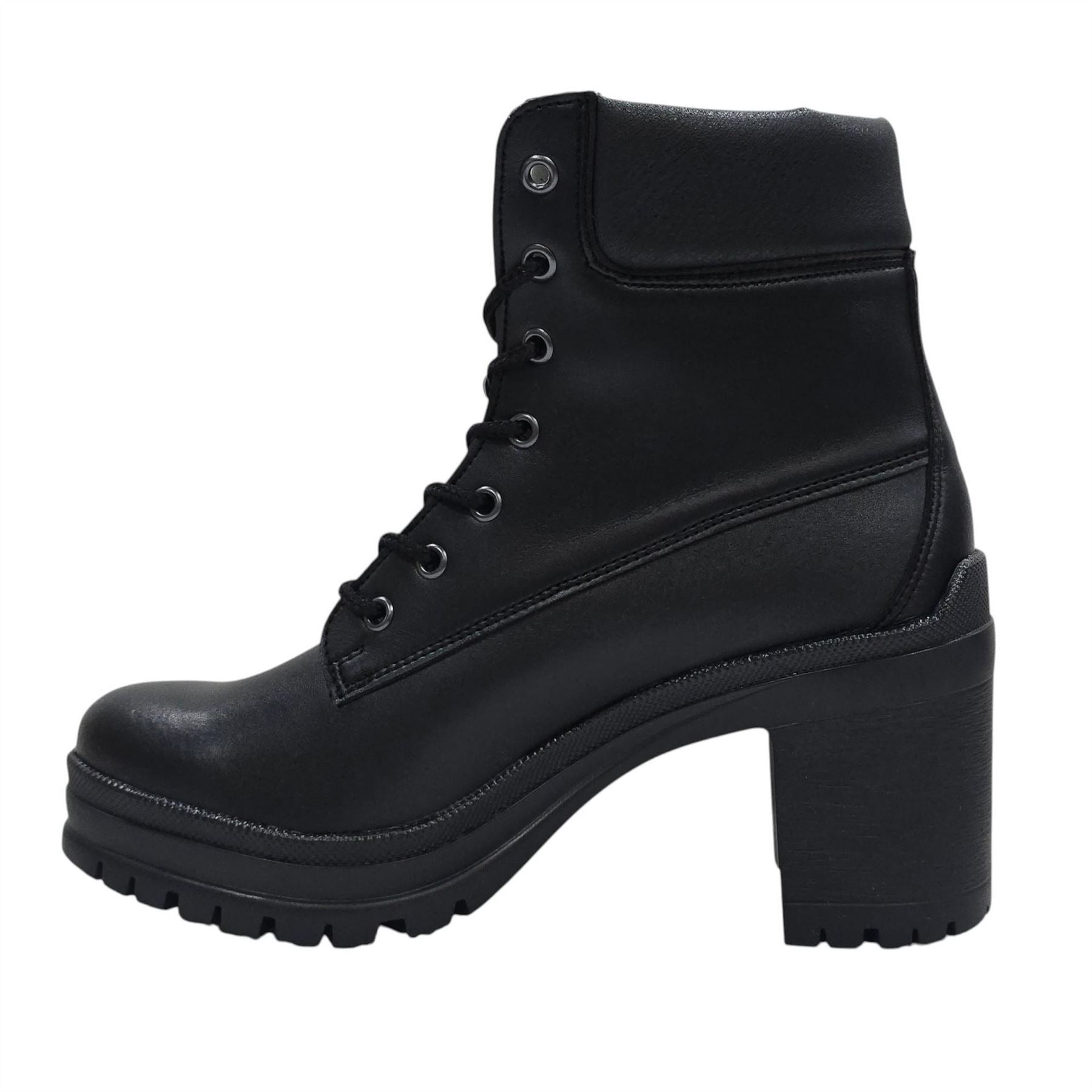 Jack Wills Premium Leather Block Heel Lace Up Ankle Boots