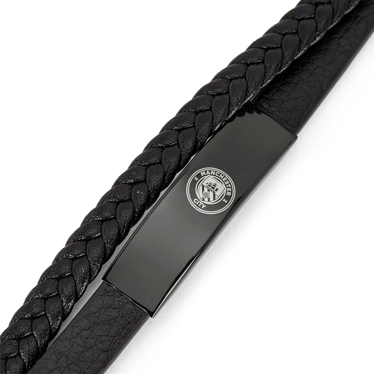 Team Officially Licensed Stainless Steel And Leather Black Ip Bracelet