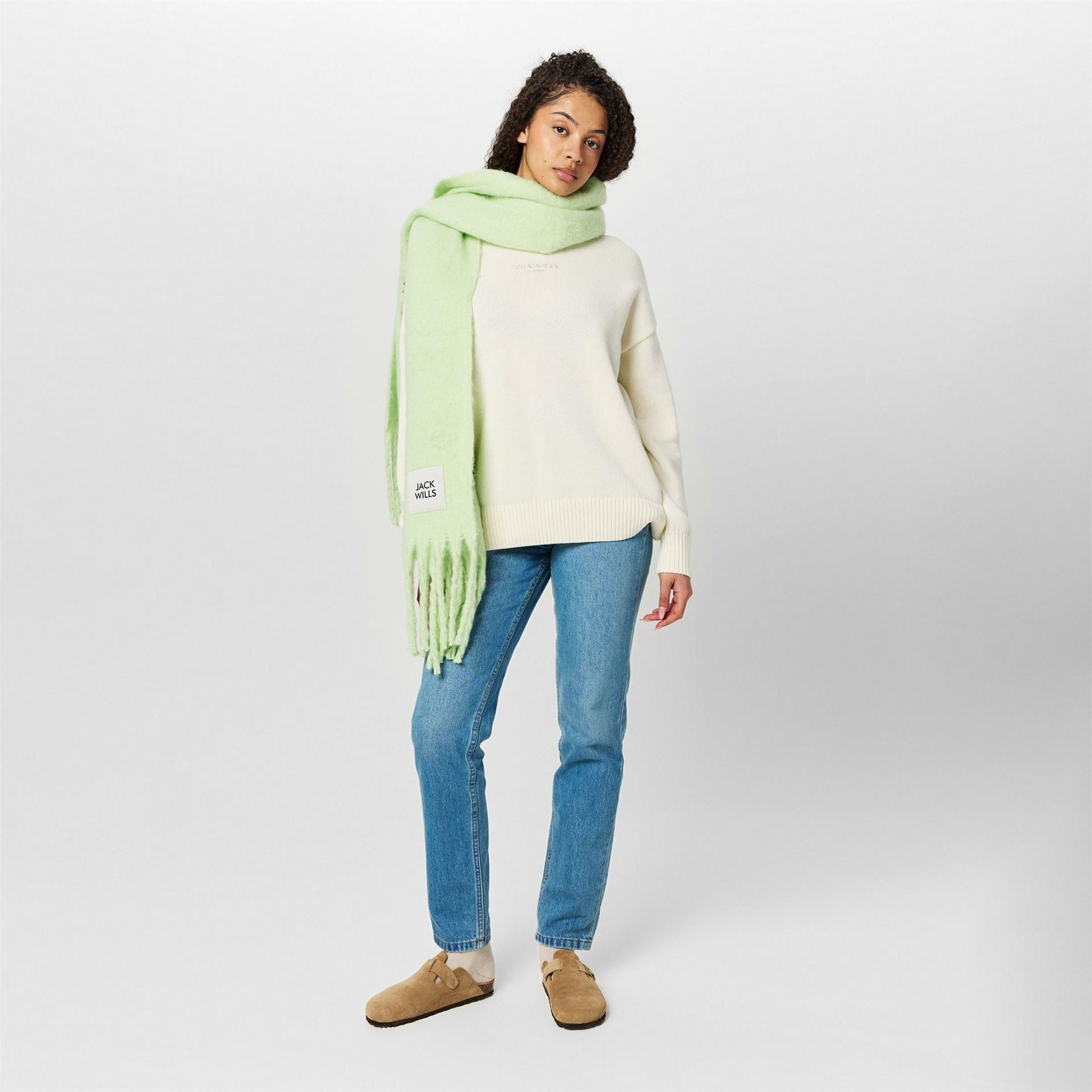 Jack Wills Solid Oblong Scarf with Fringe