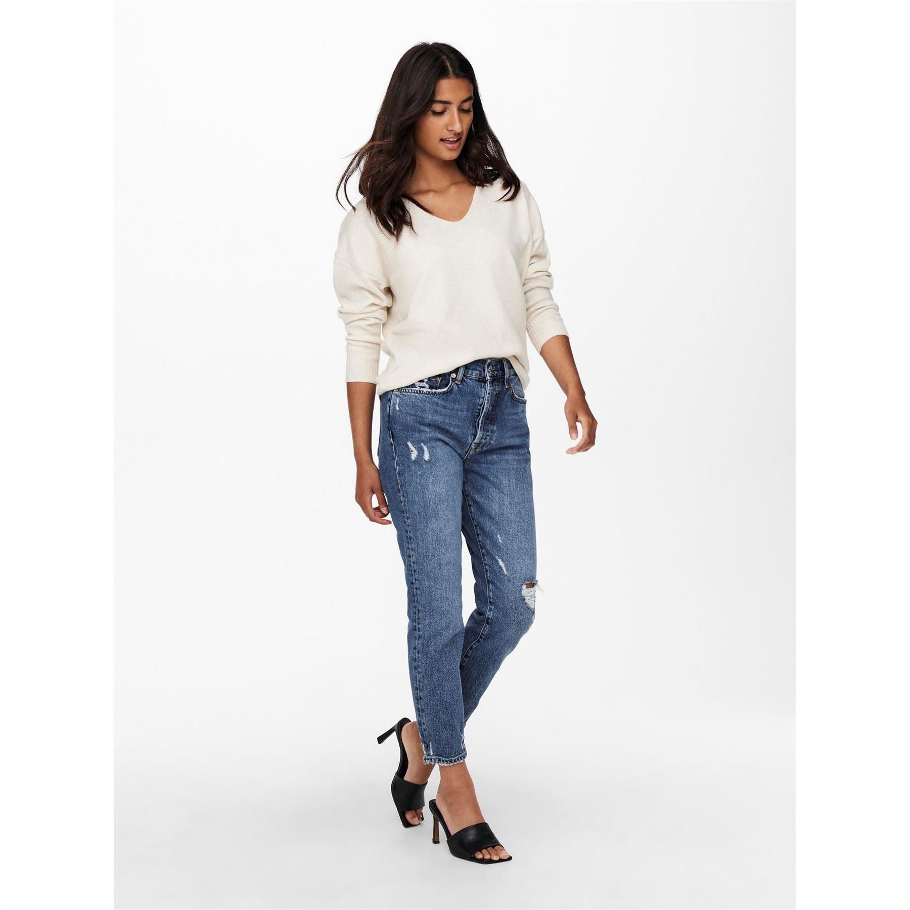 Only Rica Long Sleeve V Neck Knitted Top