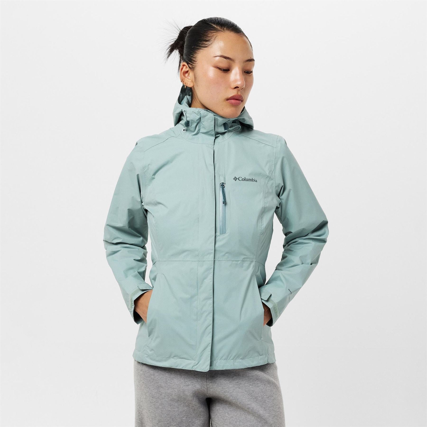 Columbia Pour Solid Patterned Hooded Rain Jacket