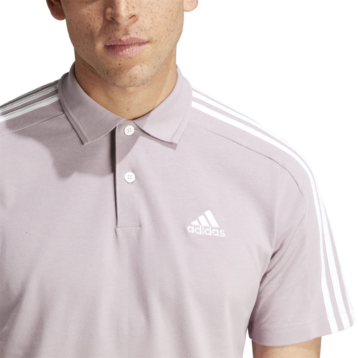 adidas Mens Essentials Cotton 3 Stripes Polo Shirt